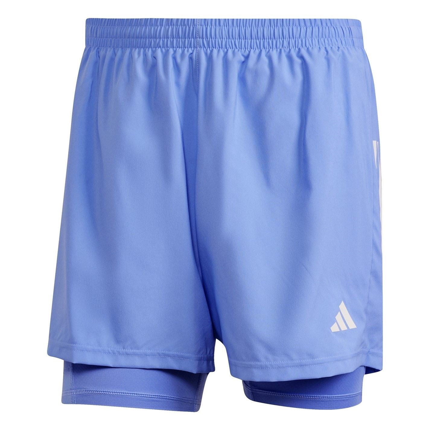 adidas Mens Own The Run 3 Stripes 2 In 1 Shorts