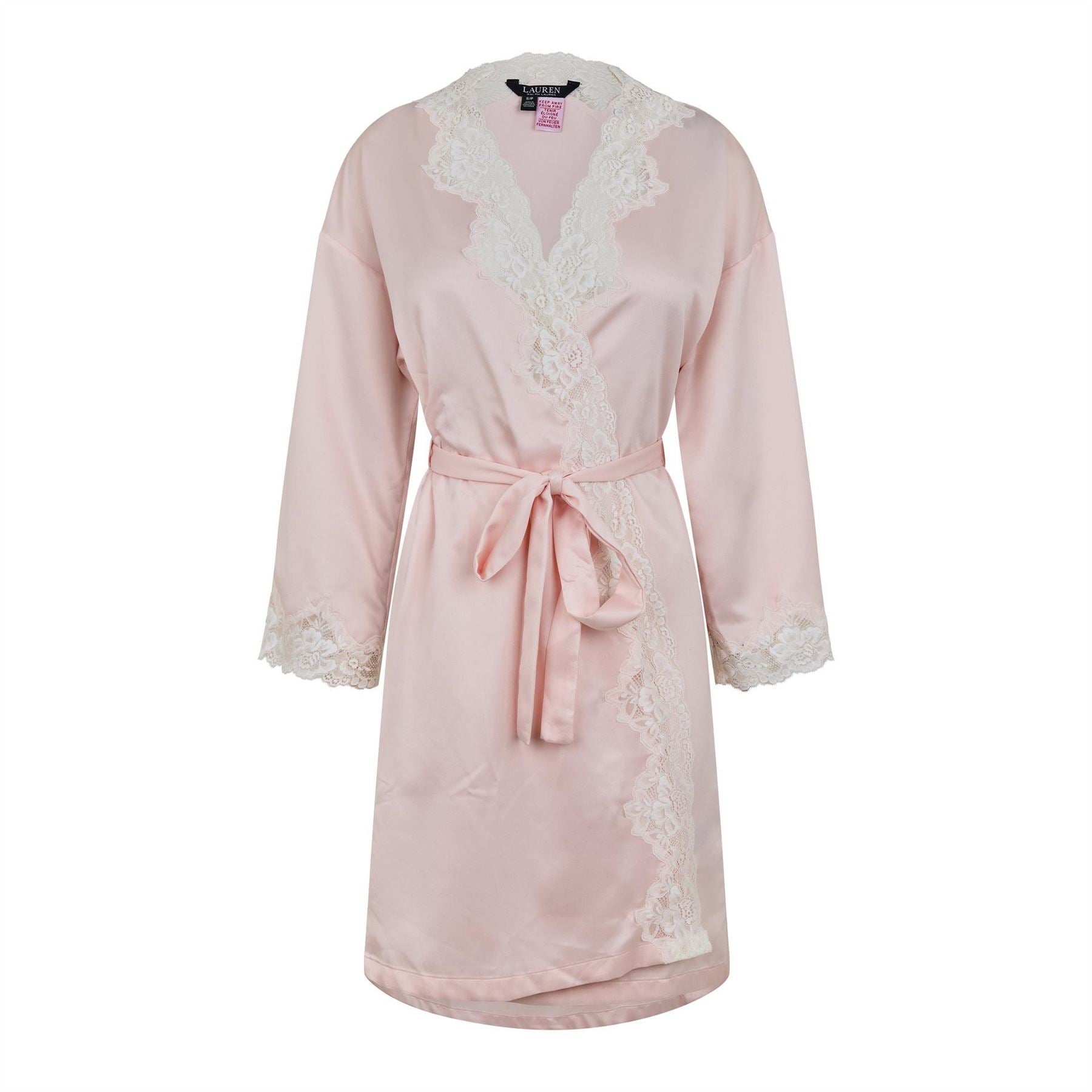 Lauren by Ralph Lauren Lace Trimmed Satin Dressing Gown