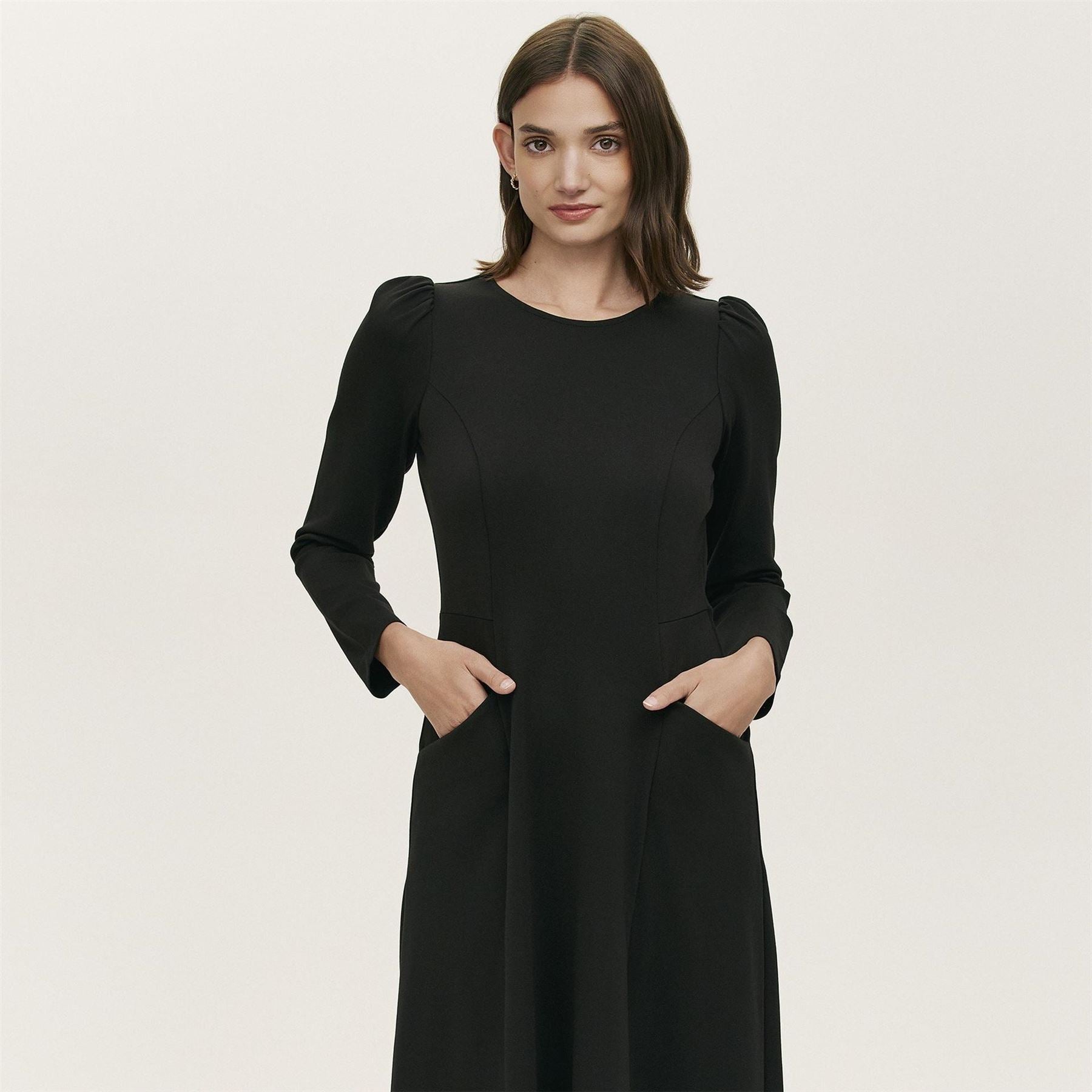 Finery Felice Crew Neck Long Sleeve Midi Dress