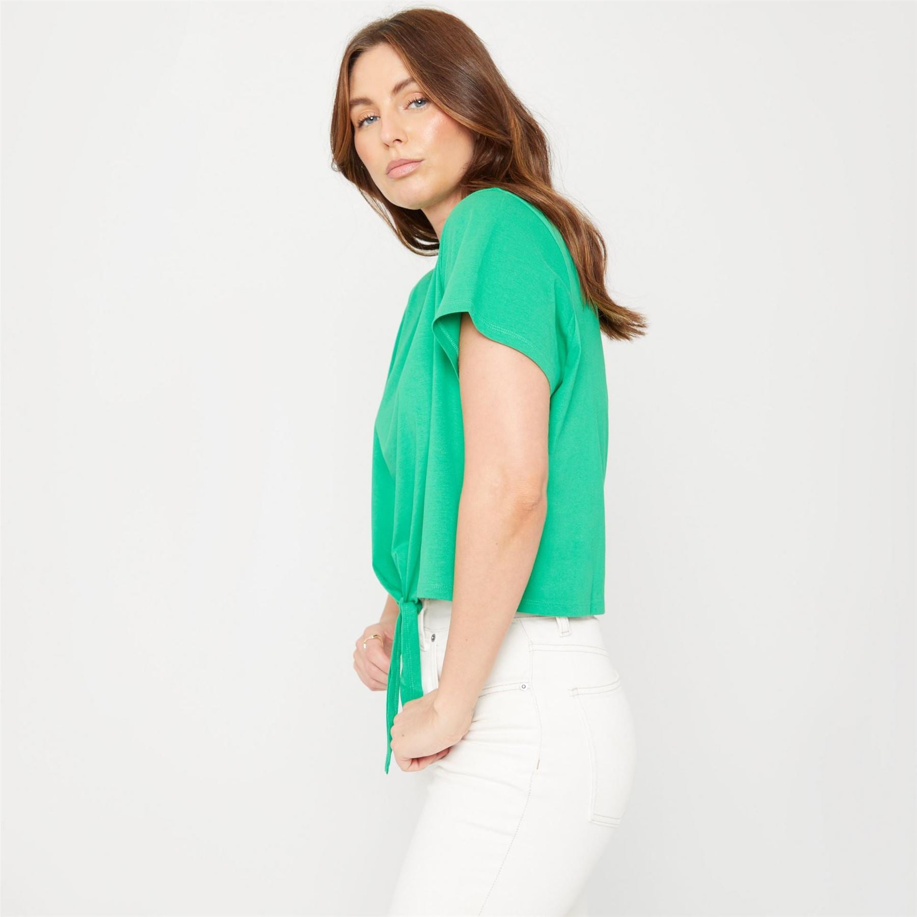 Be You Cropped Tie Front Regular Fit T-Shirt