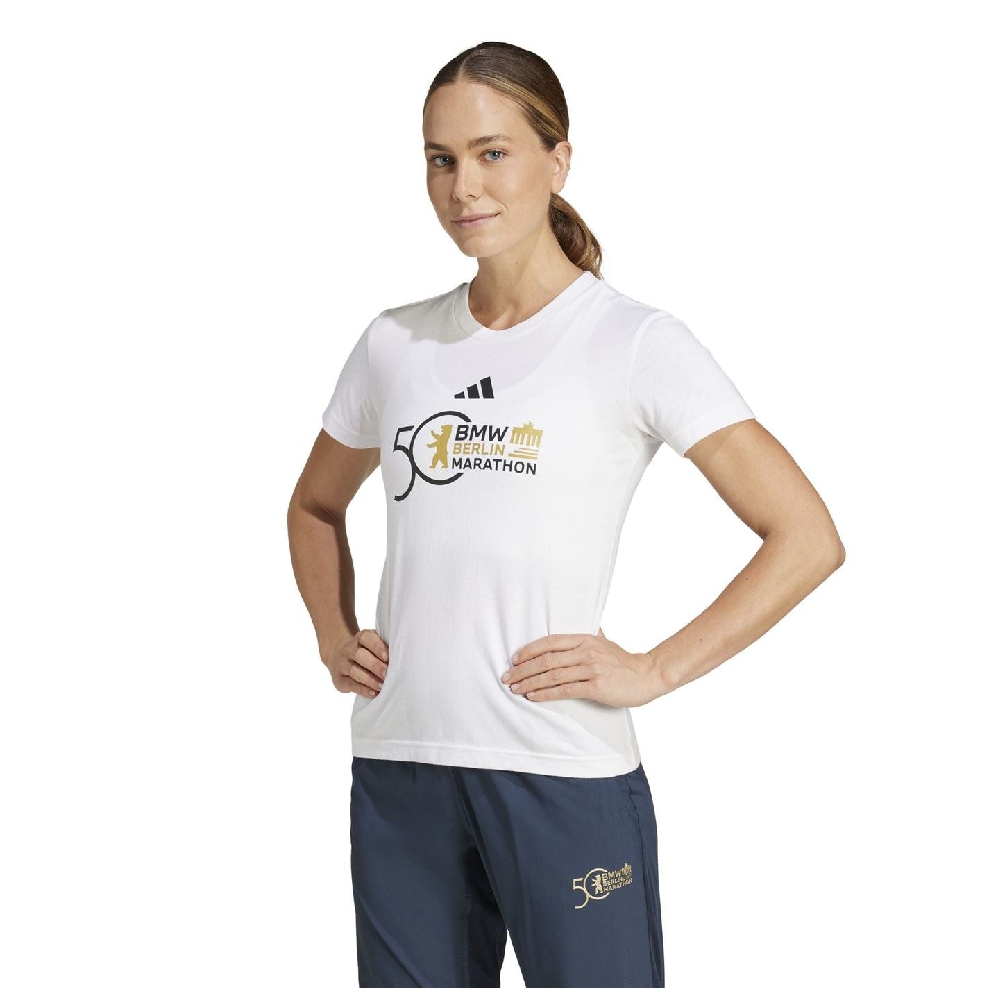 adidas Logo Crew Neck Ribbed Collar Short Sleeve T-Shirt