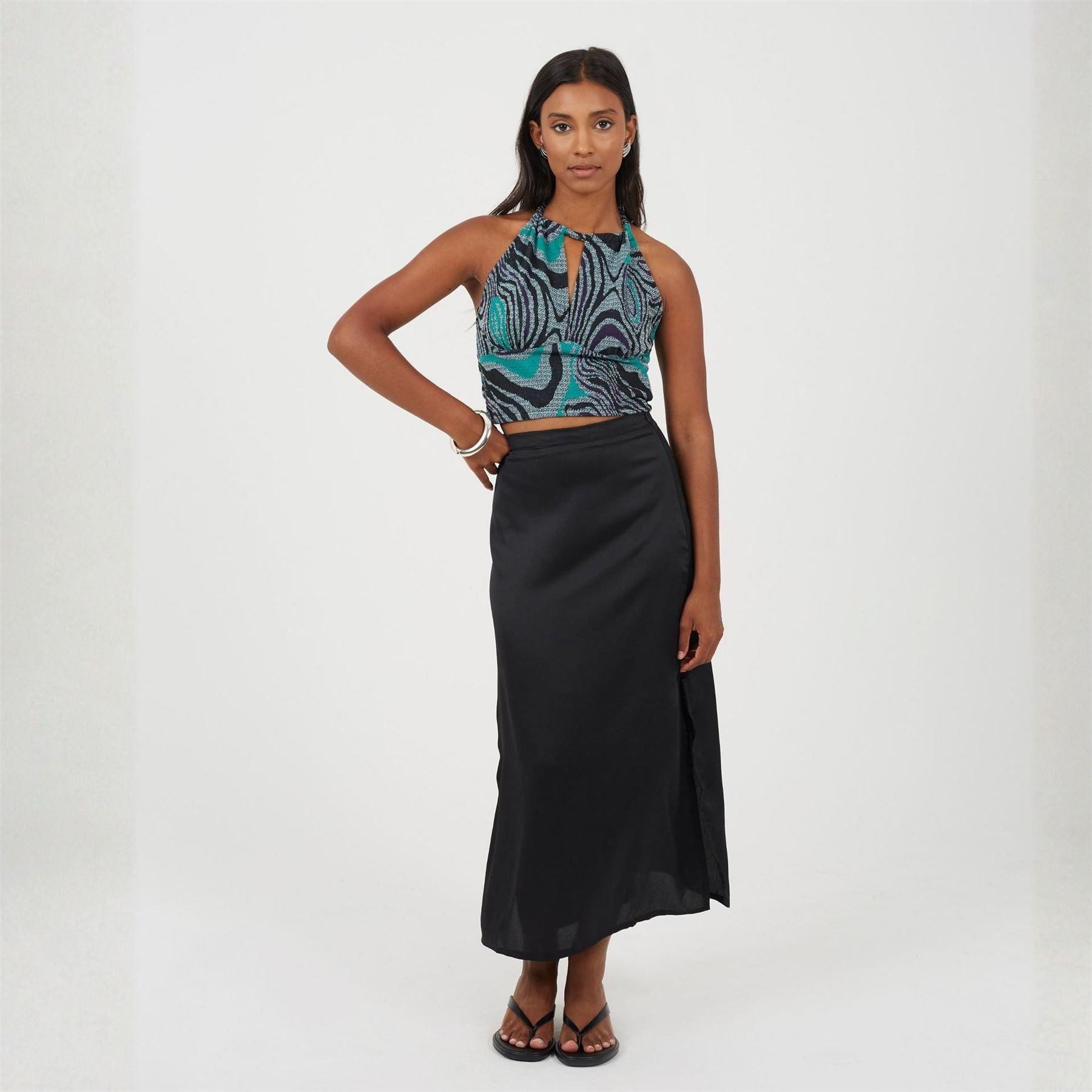 Brave Soul Halter Neck Jacquard Top