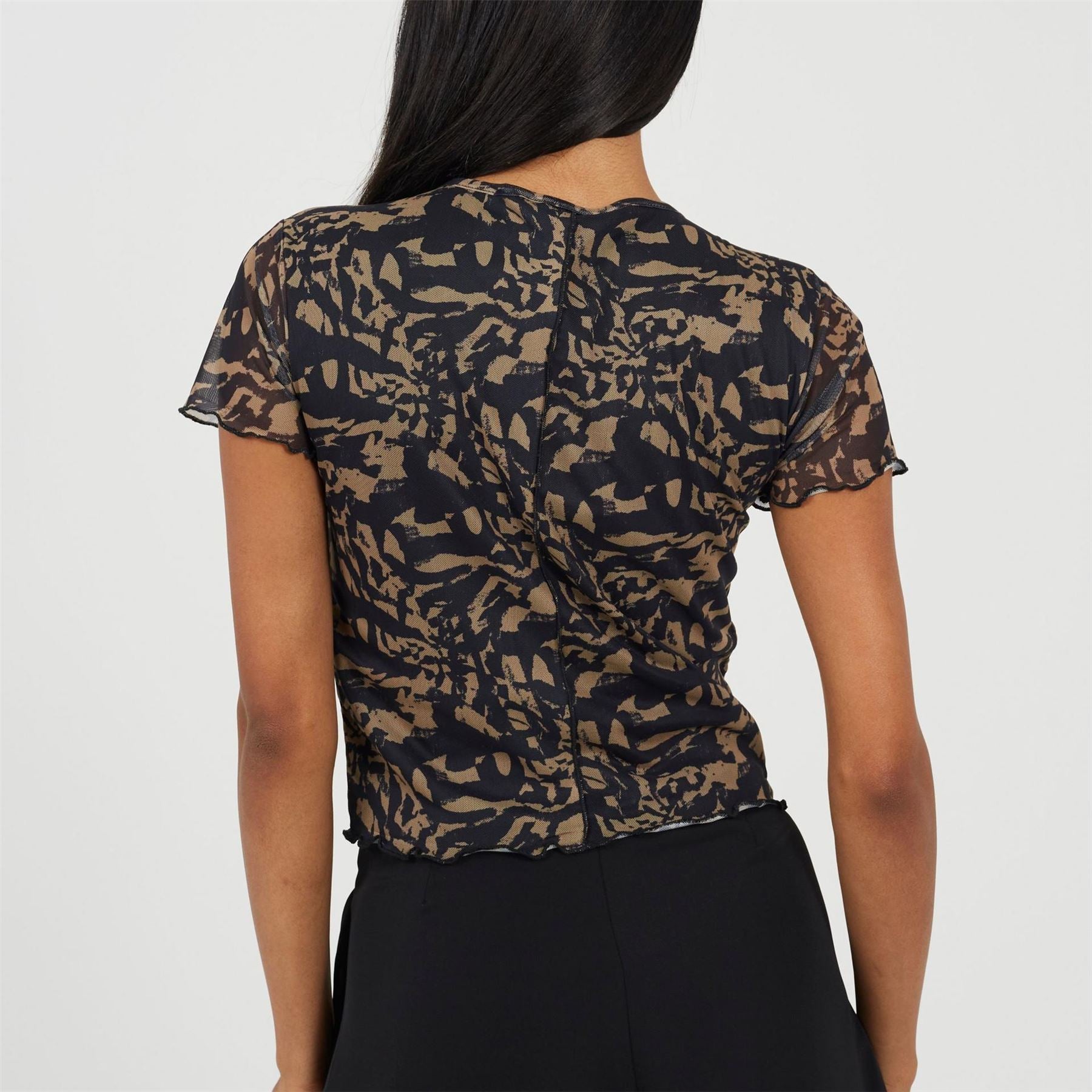 Brave Soul Womens Cropped Mesh Top With Seam Detail
