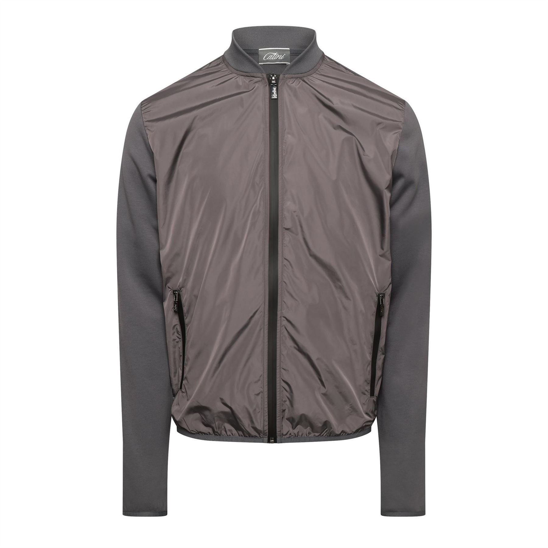 Catini Trentino Solid Bomber Jacket with Zipped Pocket and Woven Cuff