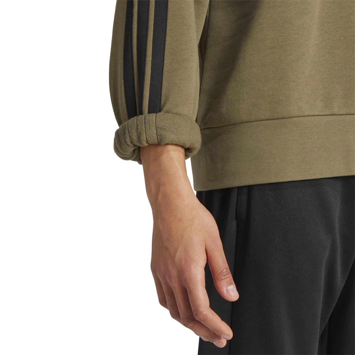 adidas Mens Essentials Crew 3 Stripes Pullover Sweatshirt