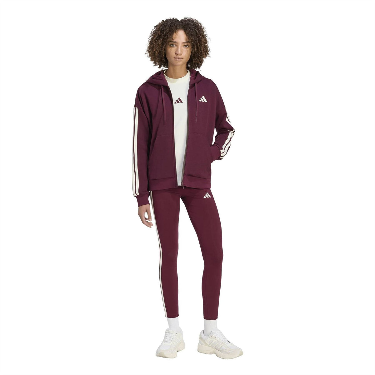 adidas Womens 3 Stripe Zip Track Hoodie