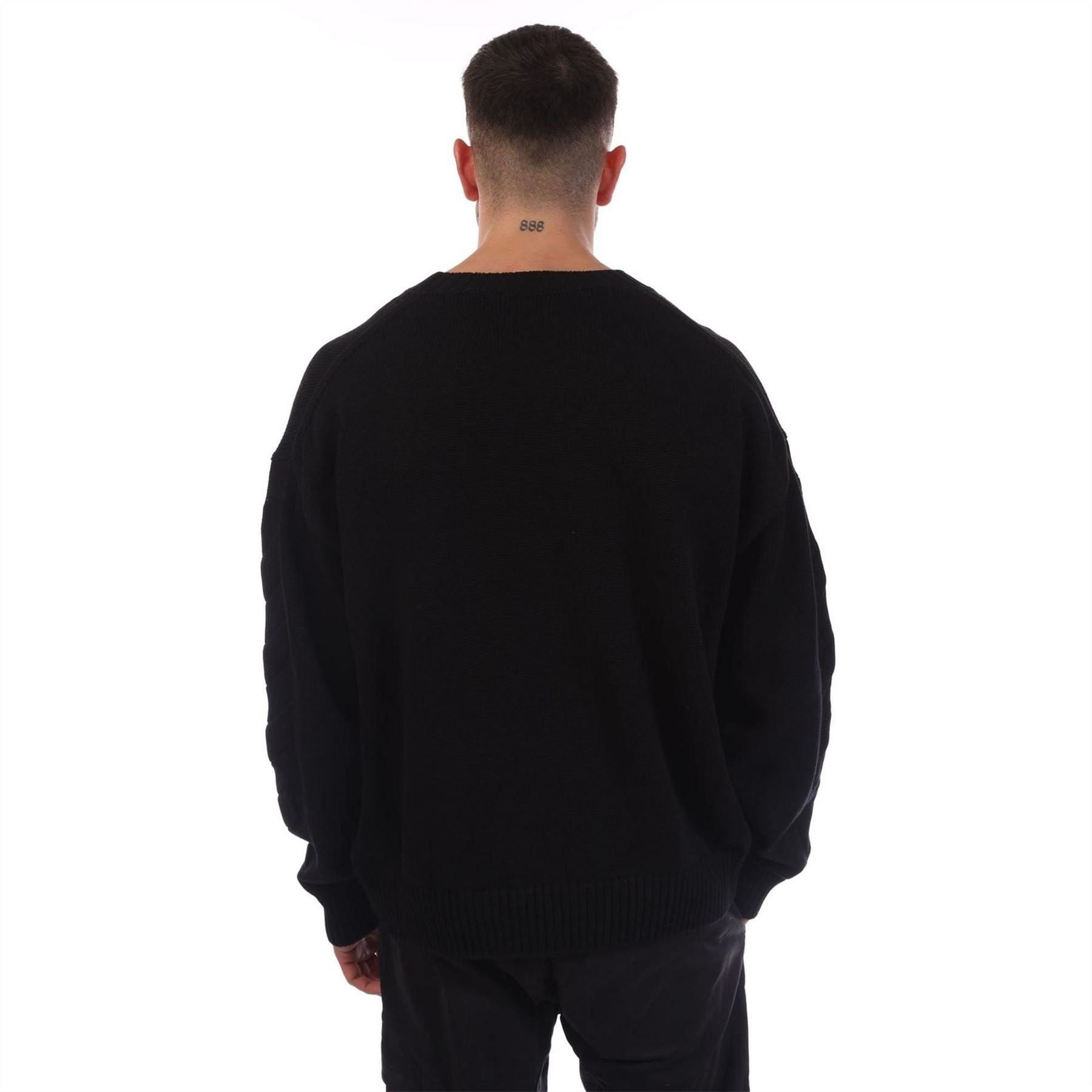 Off White Diagonal Knit Crewneck Sweater