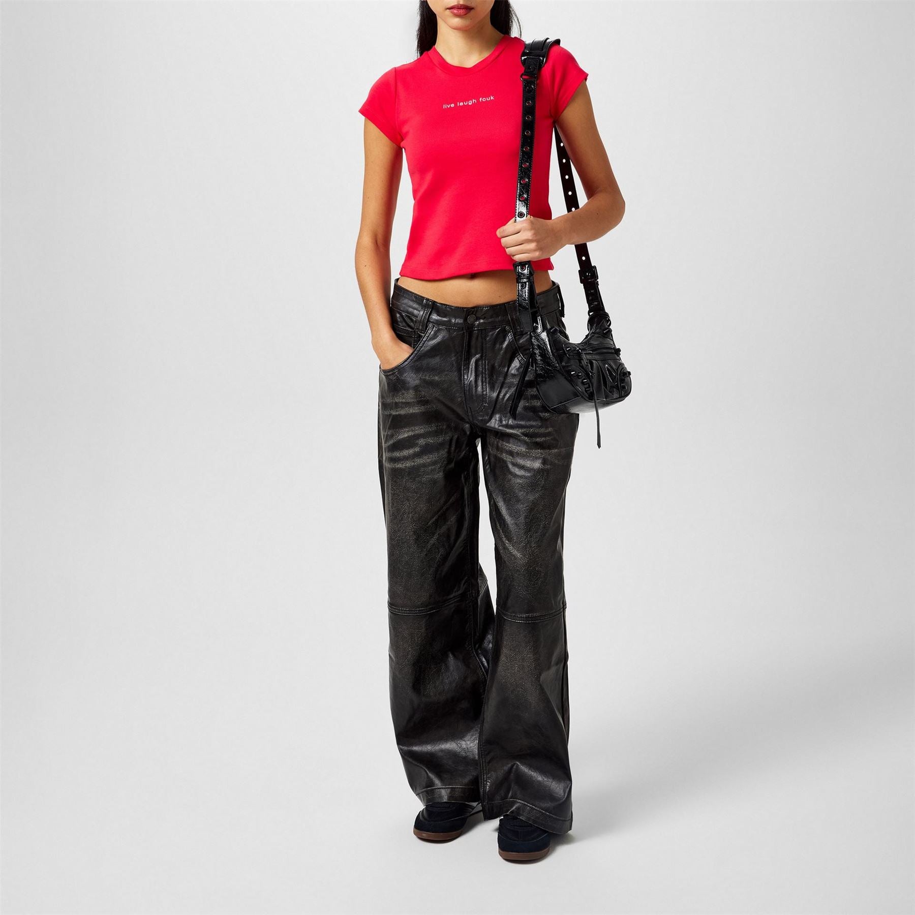 FCUK Cropped Crew Neck Short Sleeve T-Shirt