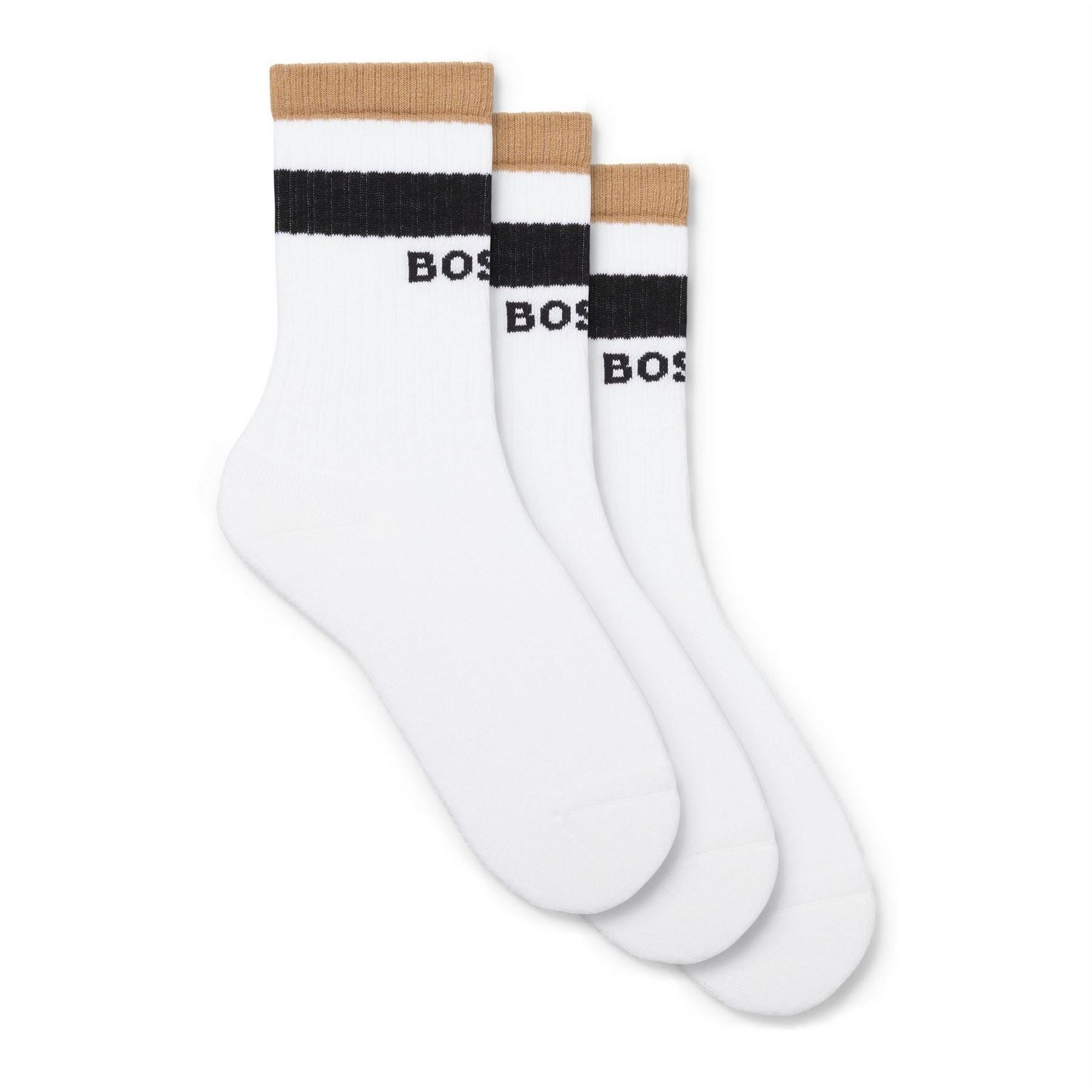 Boss 3 Pack Iconic Lettering Quarter Socks