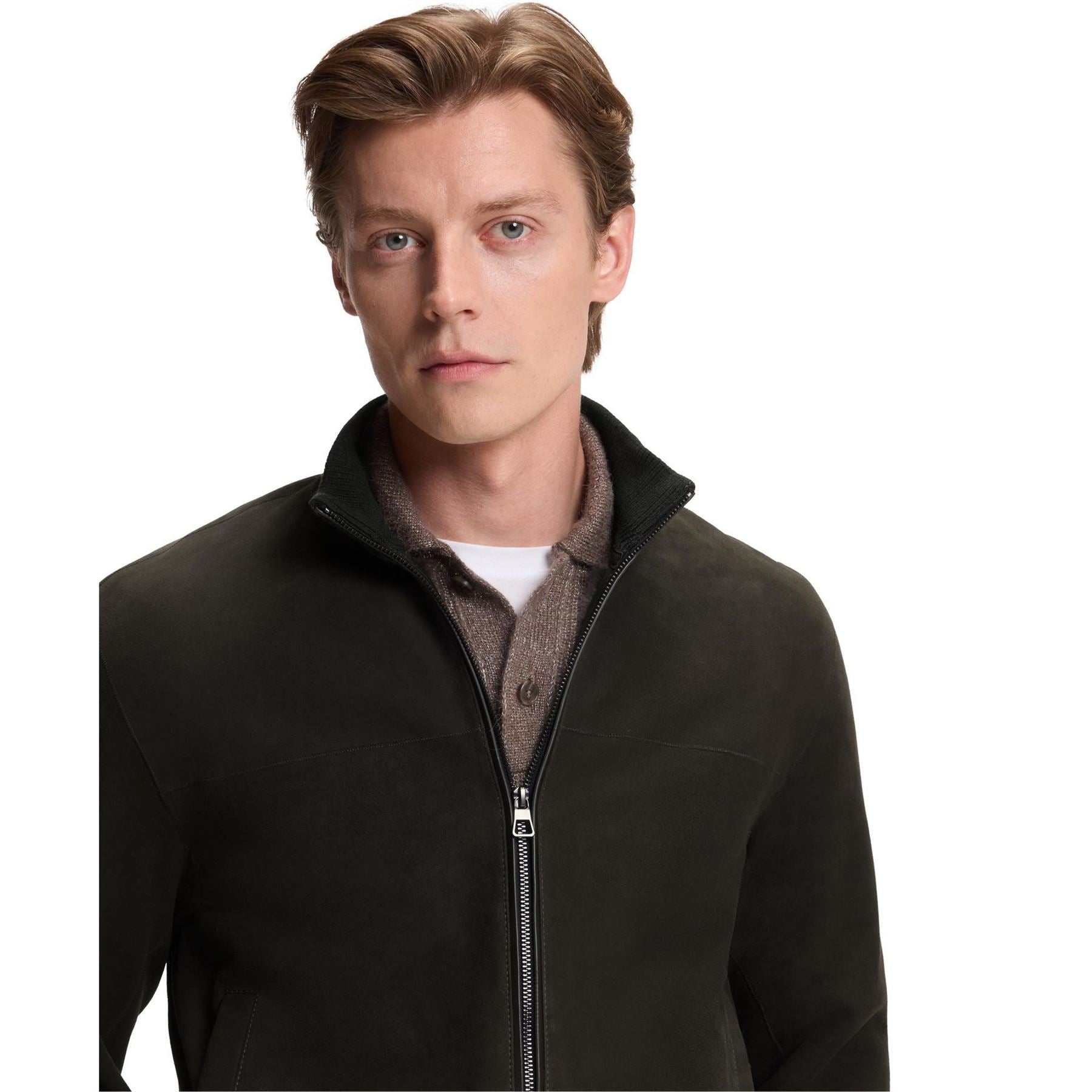 Boss BOSS x BECKHAM Shearling Long Sleeve Leather Jacket