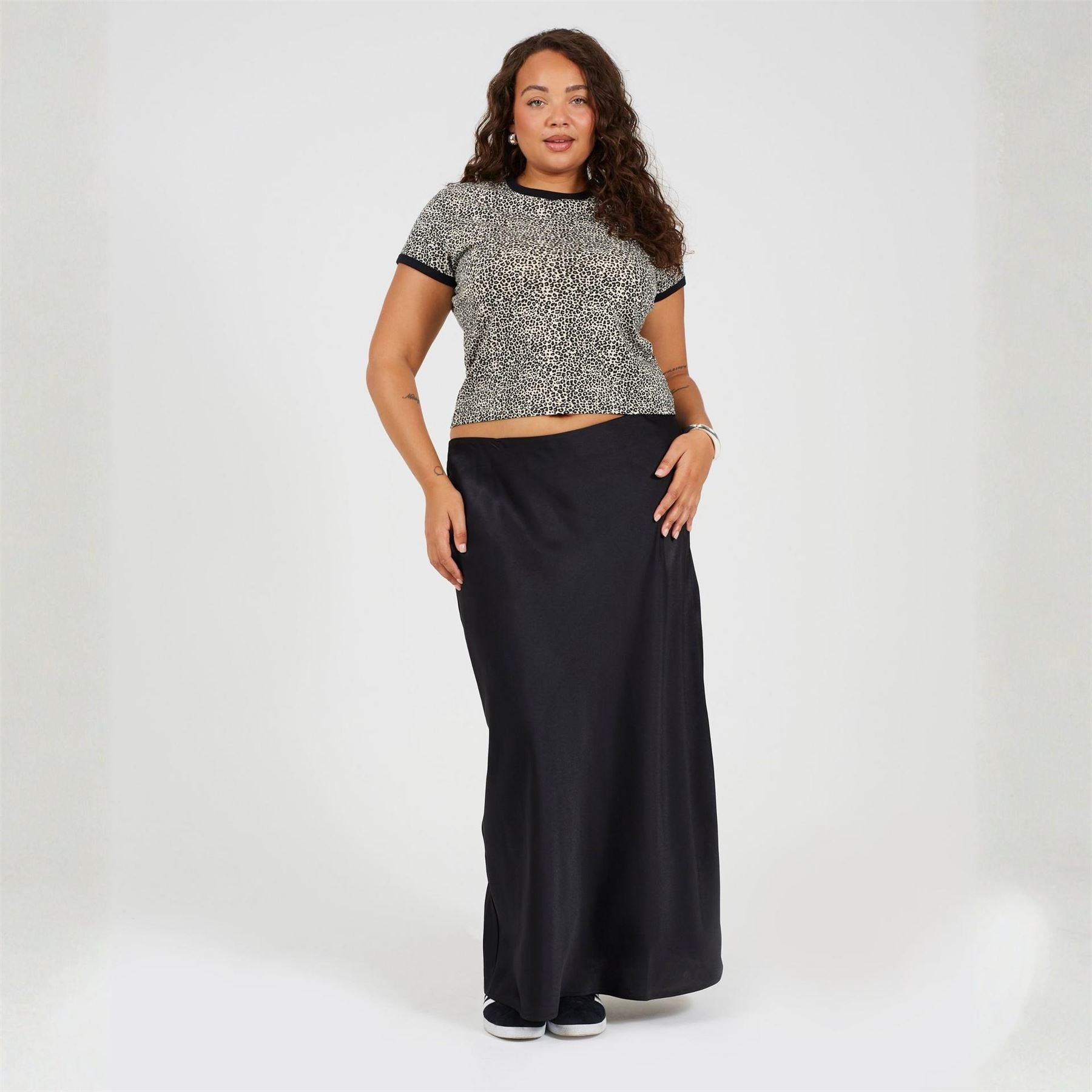 Brave Soul Plus Size Leopard Print T-Shirt With Contrast Piping