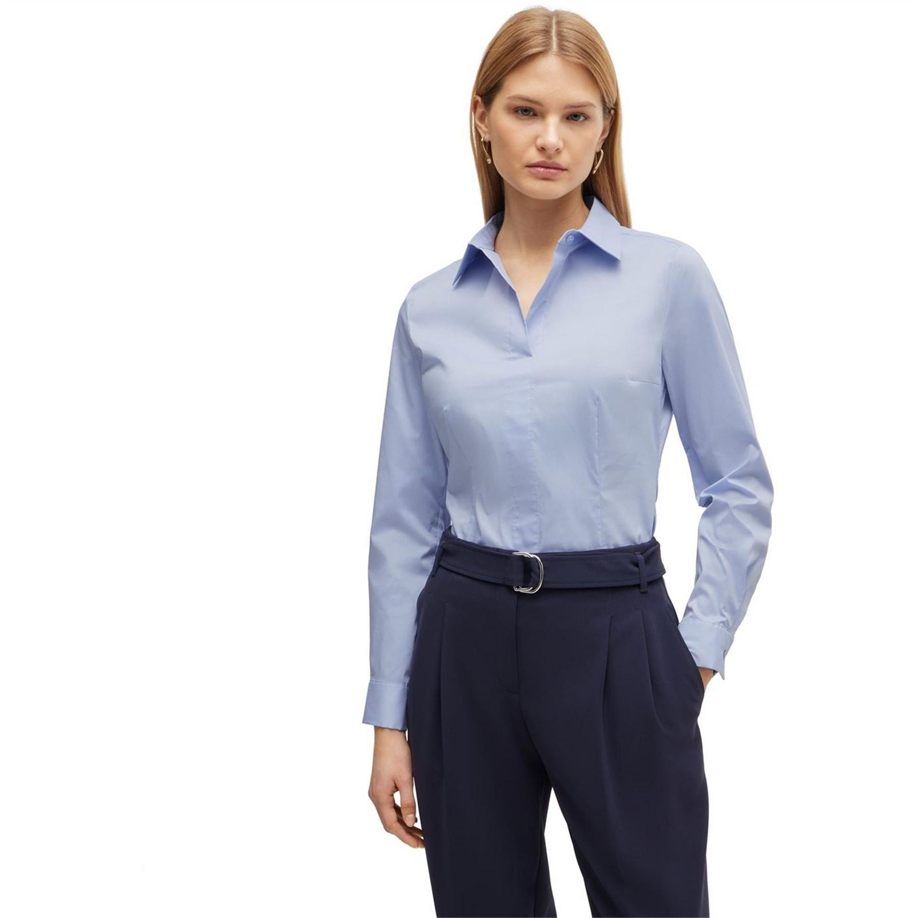 Boss Collared Neck Long Sleeve Regular Fit Shirt