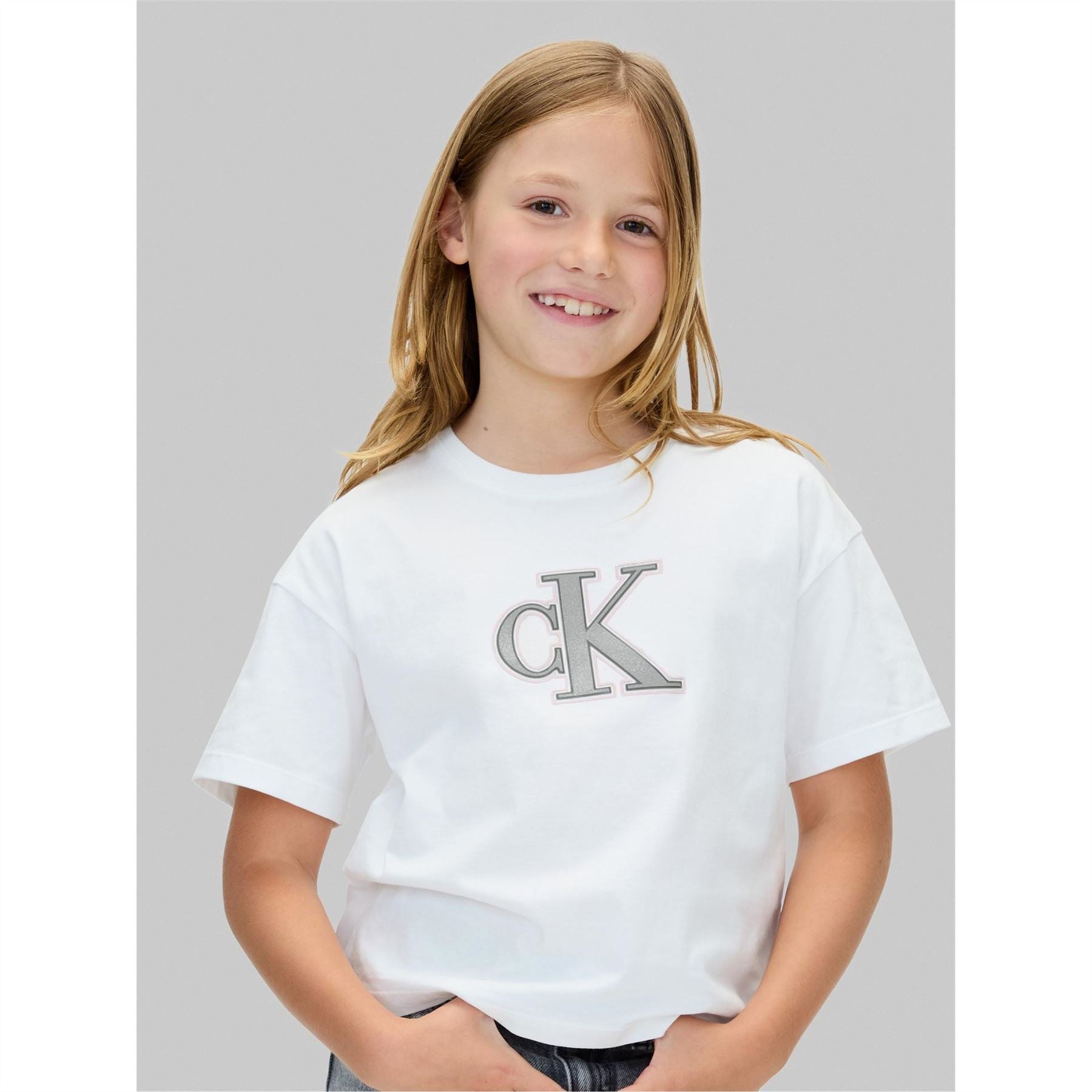 Calvin Klein Jeans Big Logo Print Cropped Crew Neck T-Shirt