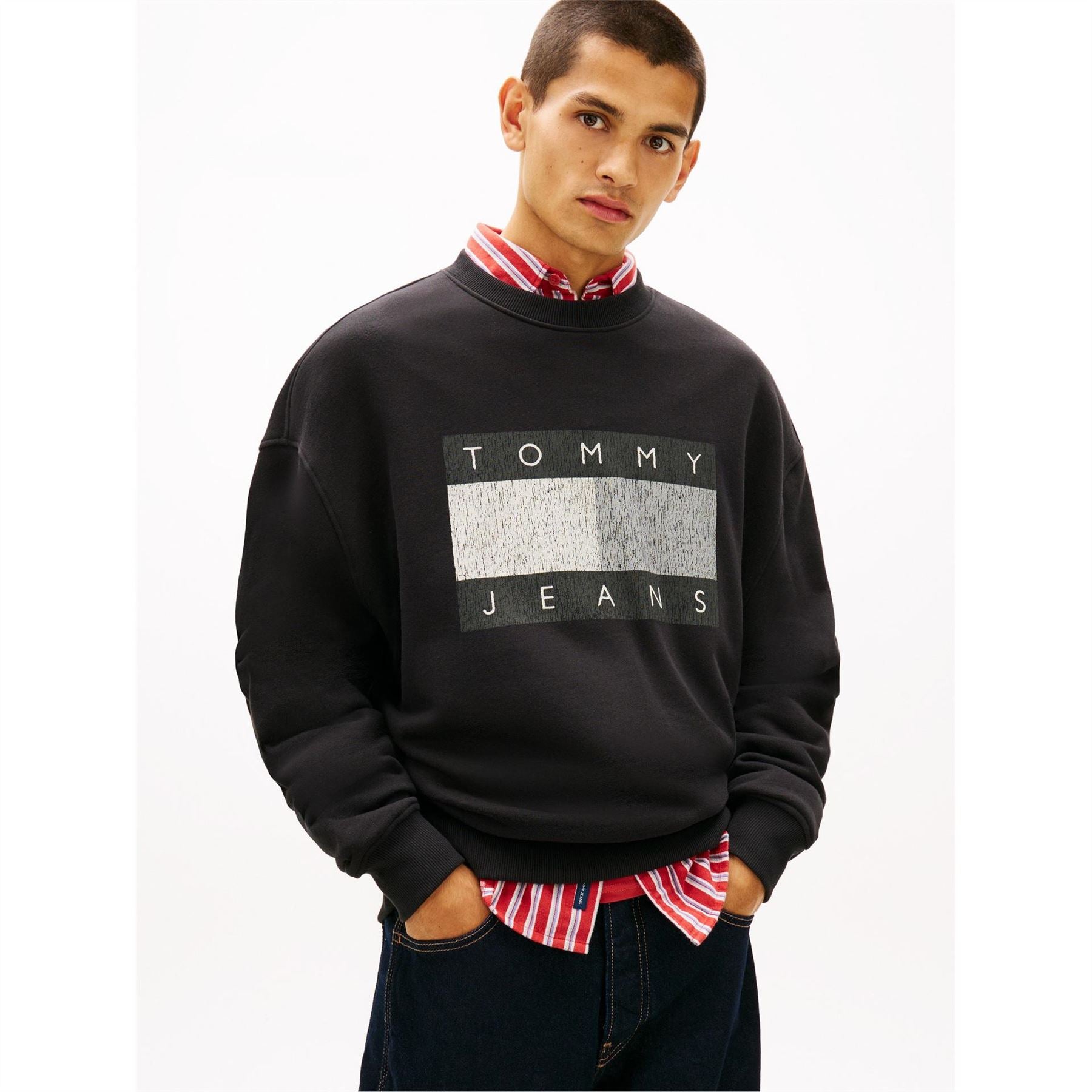 Tommy Jeans Flag Graphic Crew Neck Long Sleeve Sweatshirt