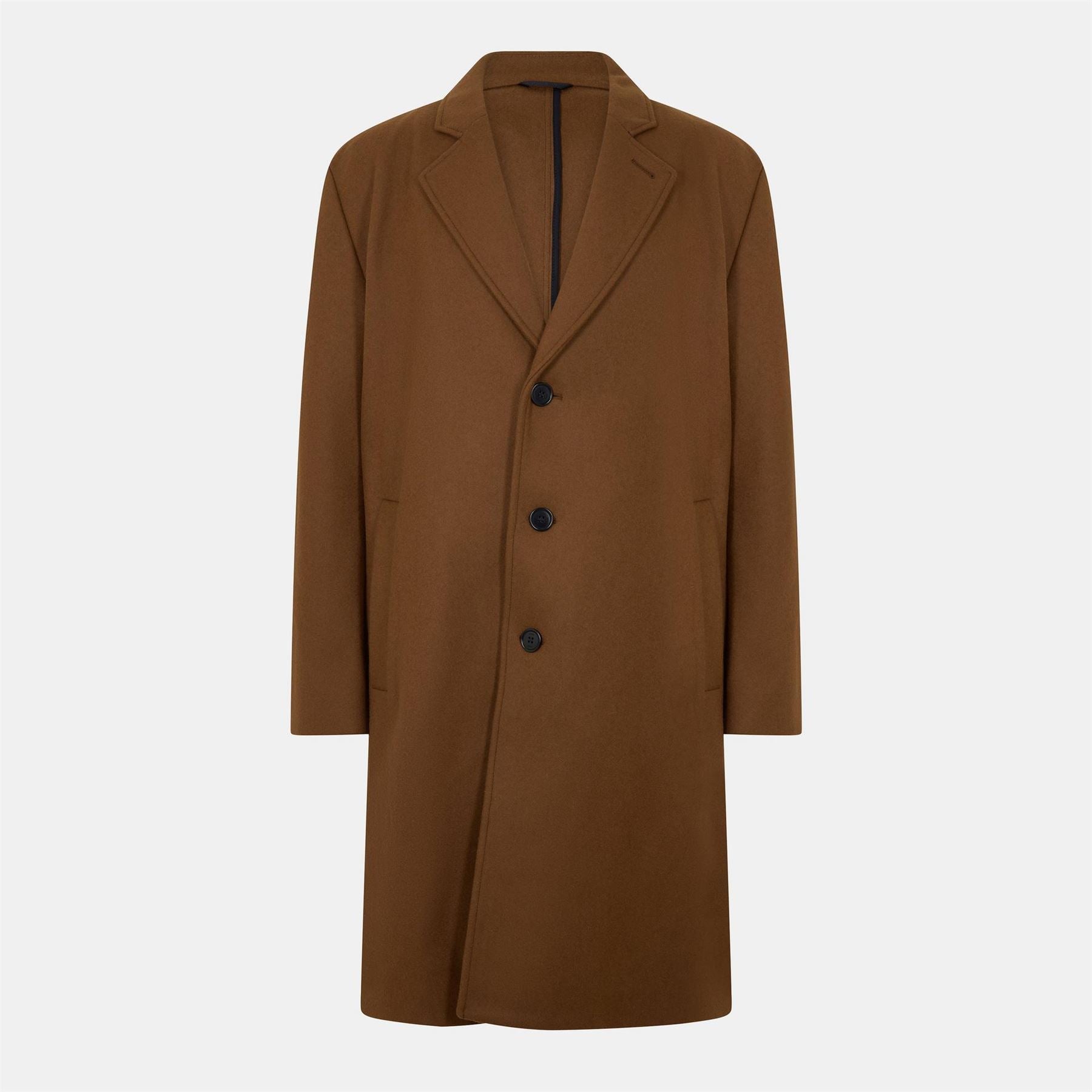 Hugo Solid Patterned Lapel Collared Overcoat