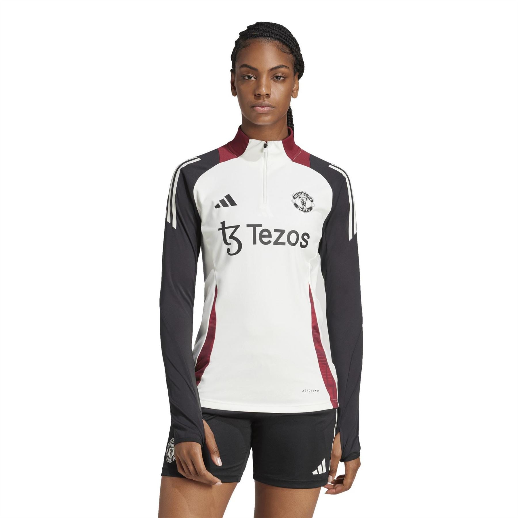 adidas Manchester United Zip Neck Raglan Sleeve Athletic Top