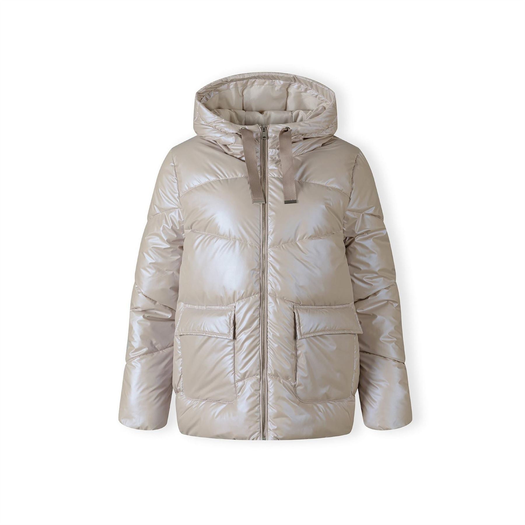Minoti Women Quilted Short Jacket With Hood Zip Pockets Grey