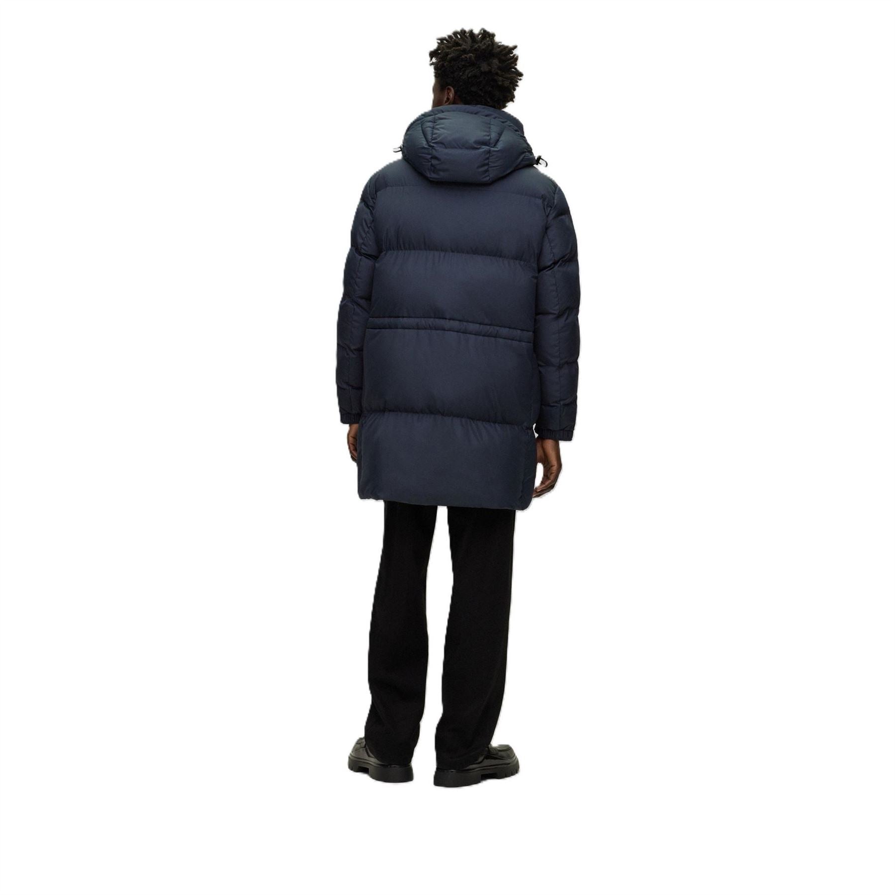 Boss Hooded Solid Patterned Puffer Coat