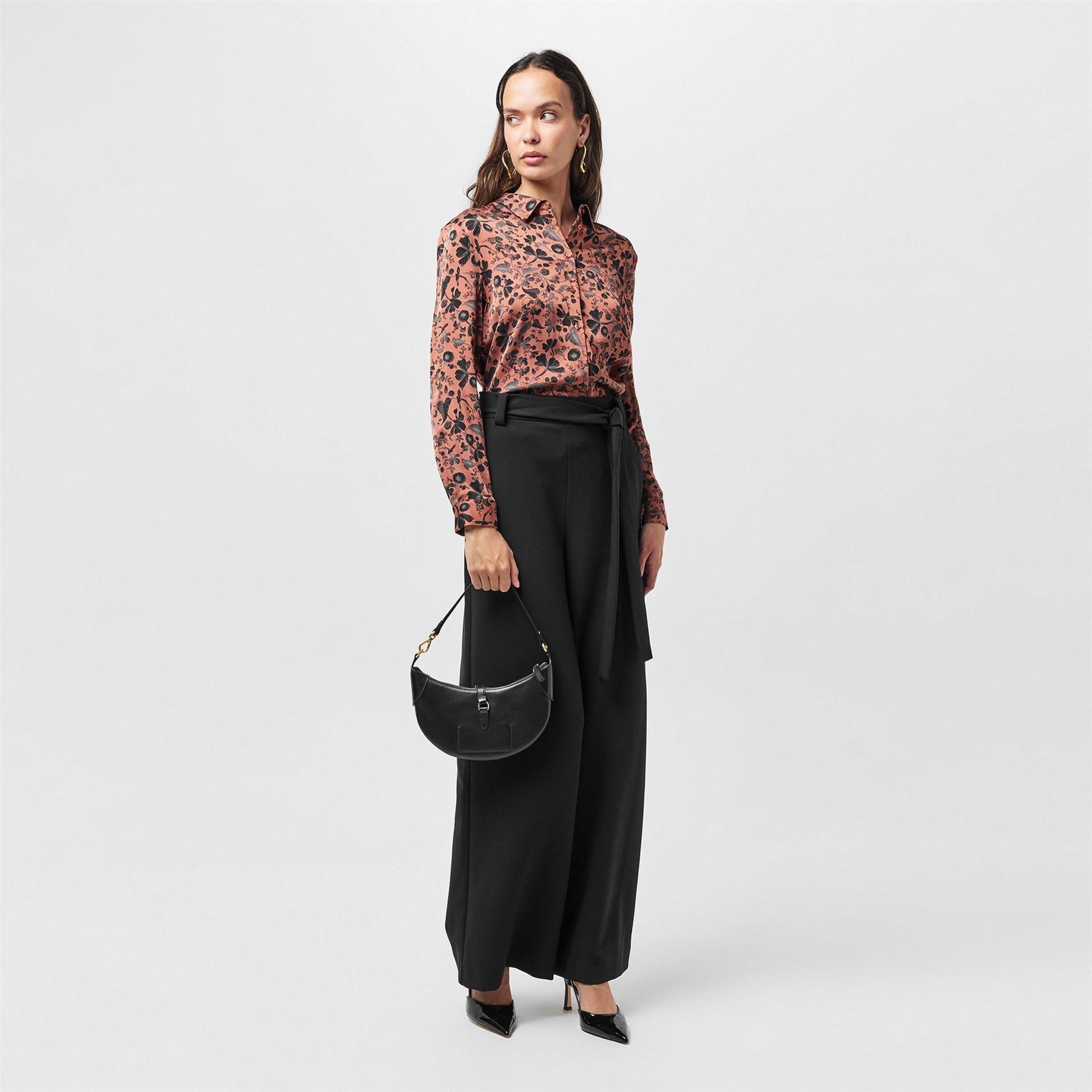French Connection Jeanie Ennis Satin Long Sleeve Blouse