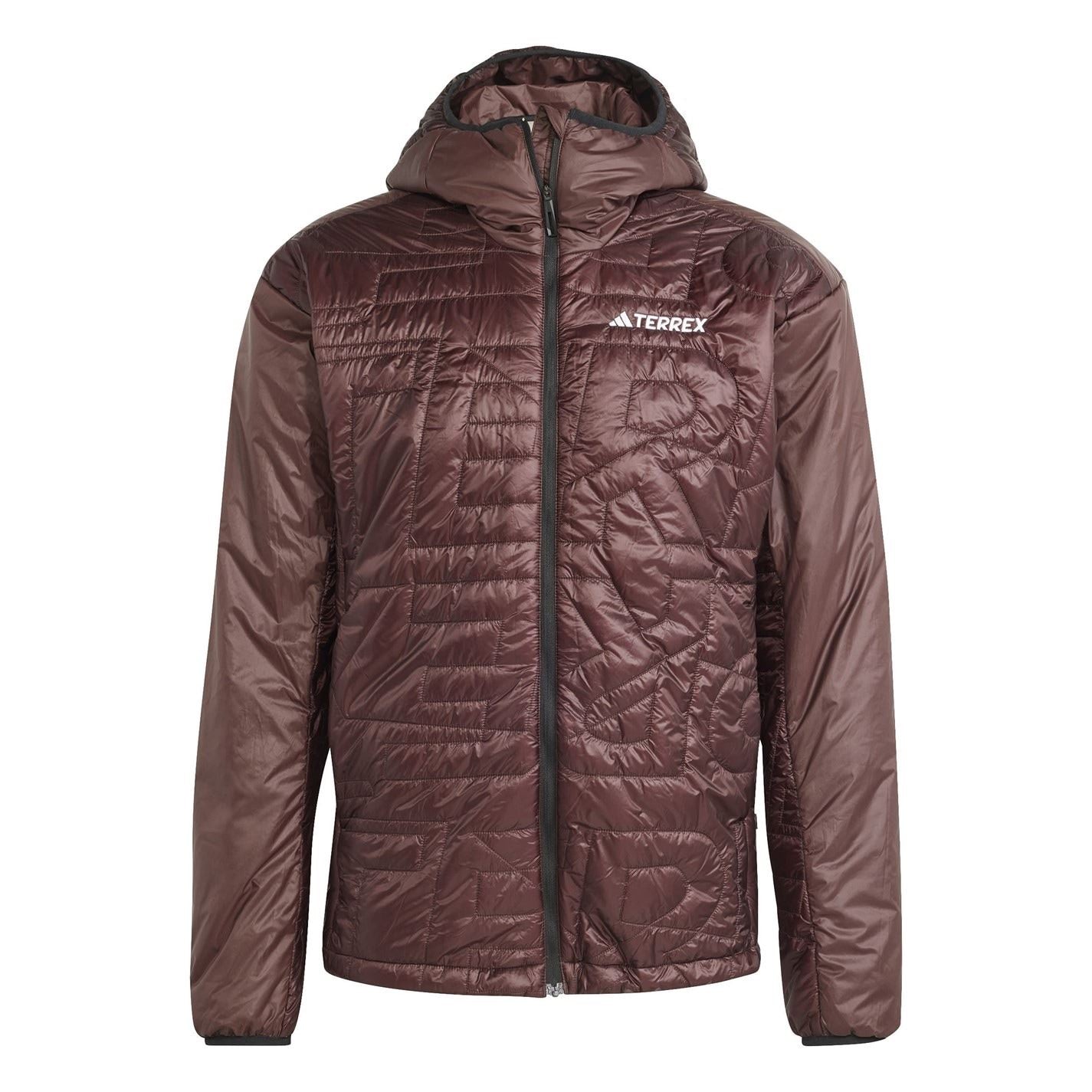 adidas Solid Patterned Hooded Puffer Jacket