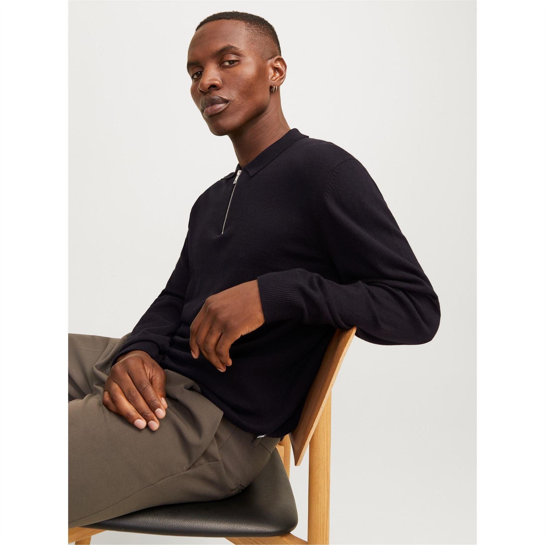 Jack and Jones Mens Emil Half Zip Knitted Polo