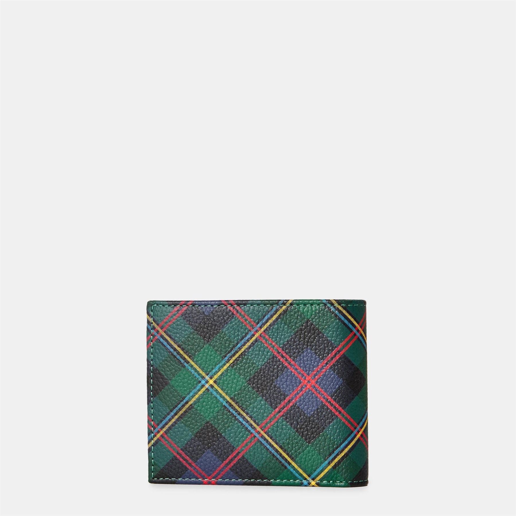 Polo Ralph Lauren Plaid Patterned Trifold Wallet with Embossed Logo