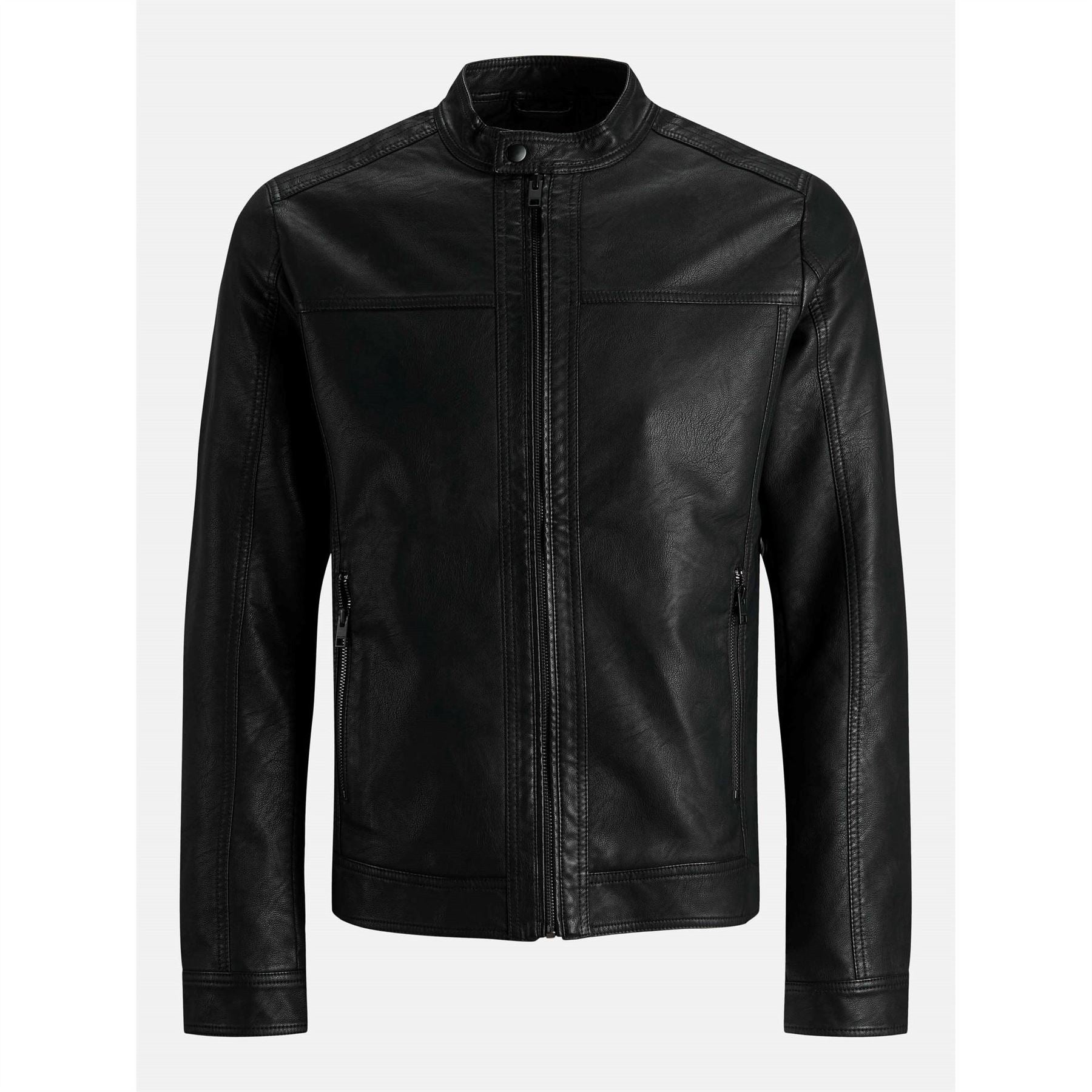 Jack and Jones Warner Solid Patterned Snap Button Zipped Pocket Jacket