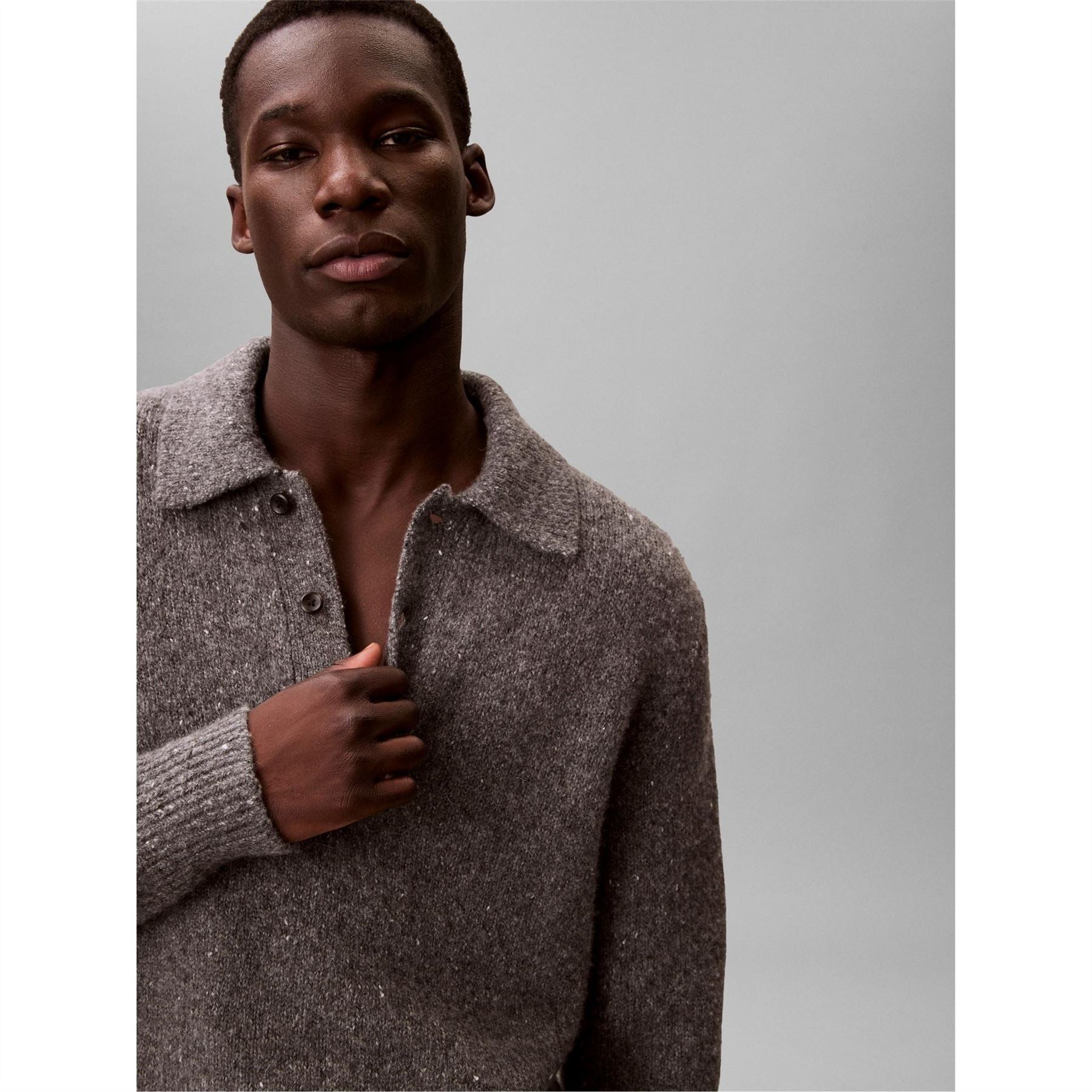 Calvin Klein Jeans Collared Neck Long Sleeve Polo Knit Sweater