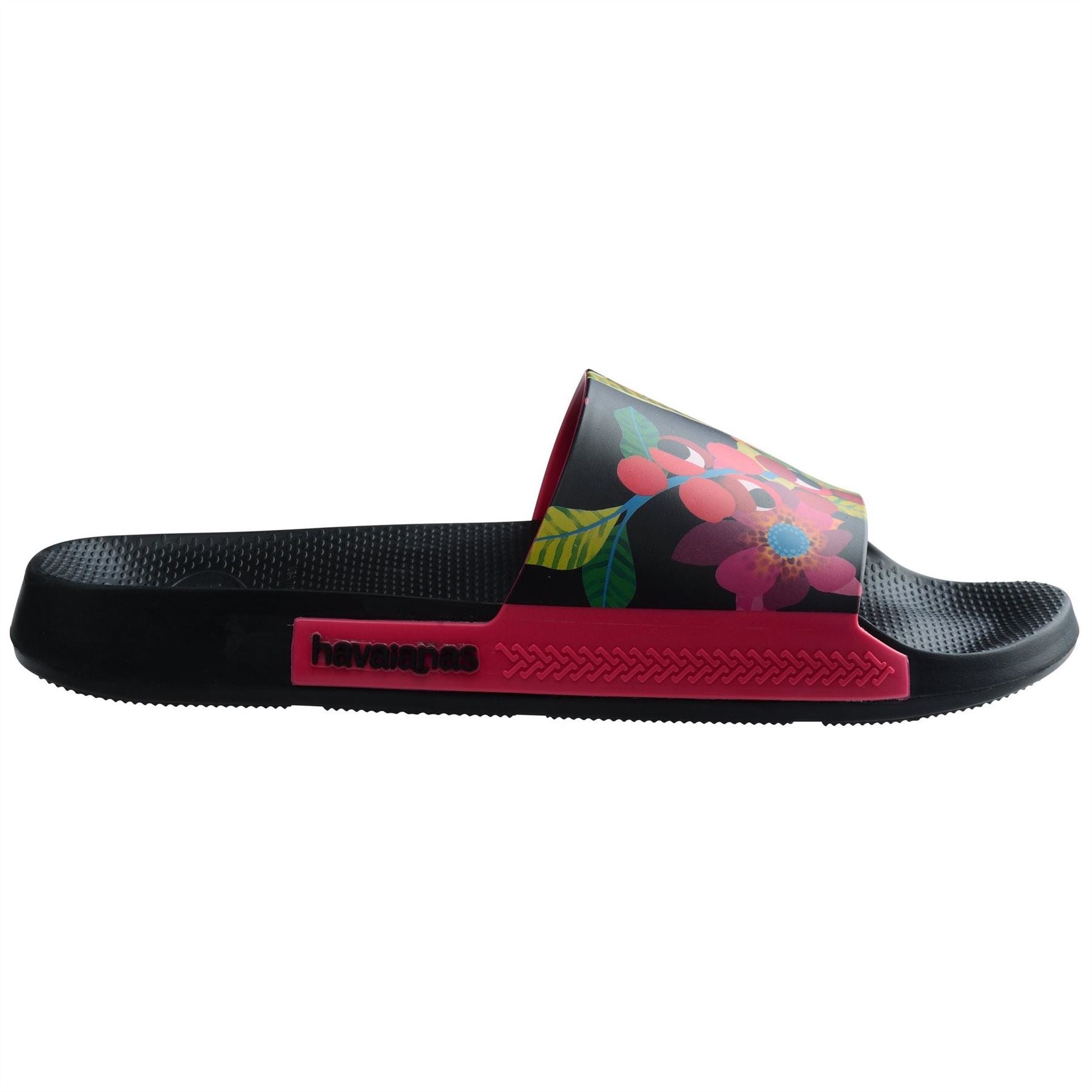 Havaianas Womens Hav. Slide Print Black Pink Paradis Flip Flops