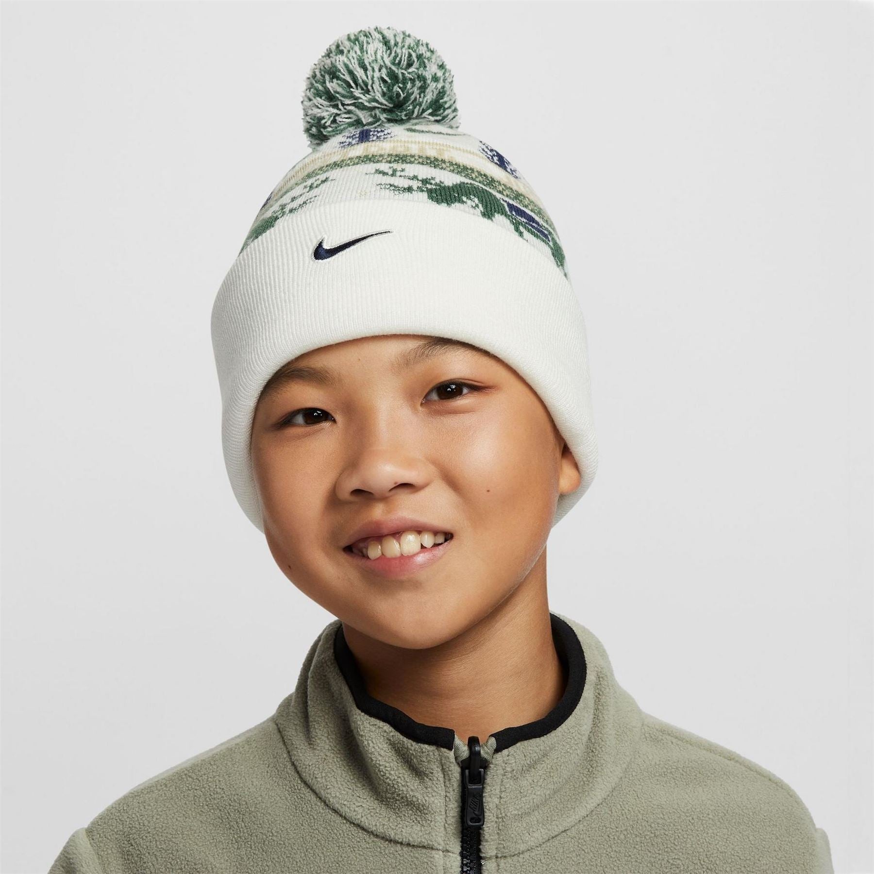 Nike Peak Reindeer Turn Up Brim Pom Pom Bobble Hat