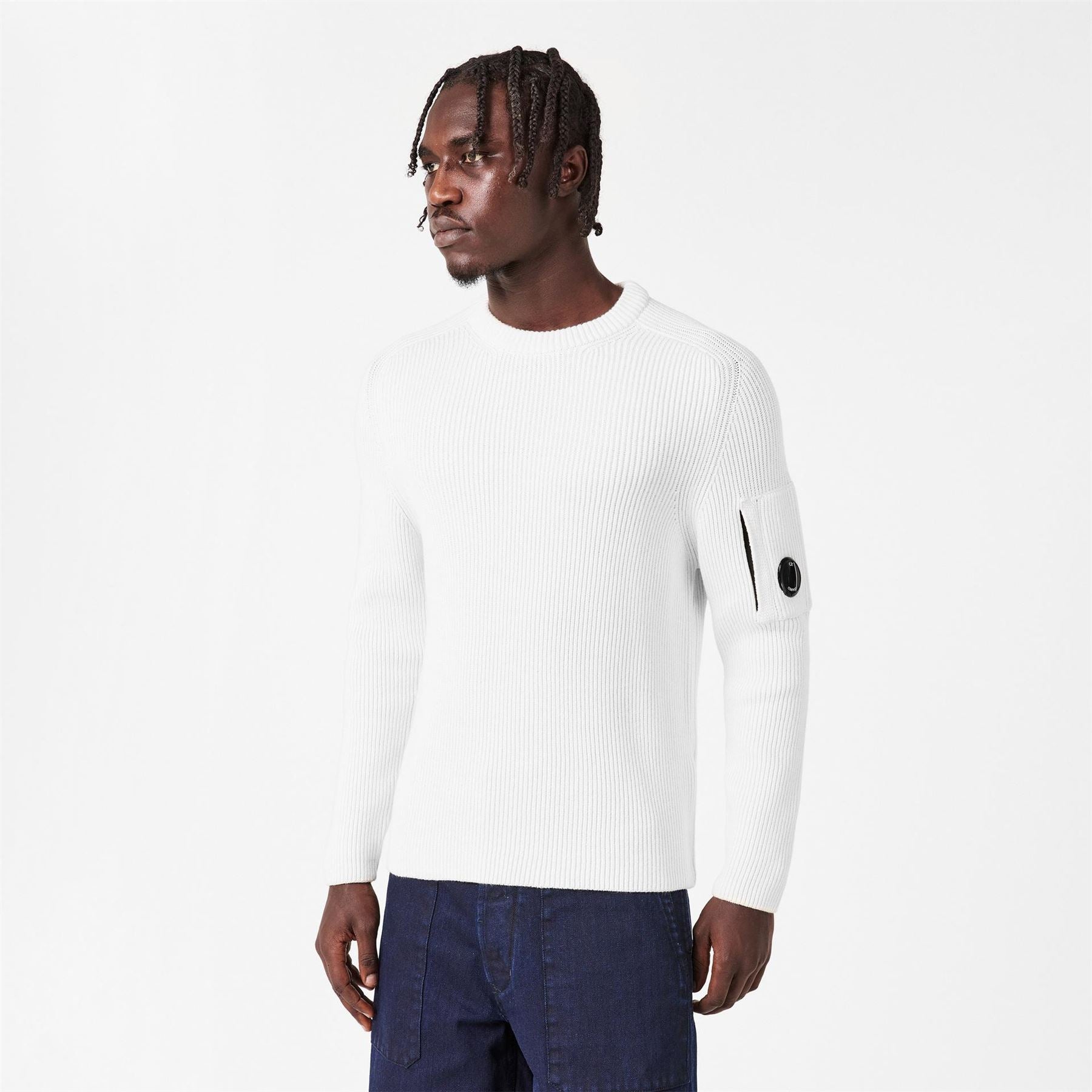 CP Company Rubber Badge Crew Neck Raglan Sleeve Sweater
