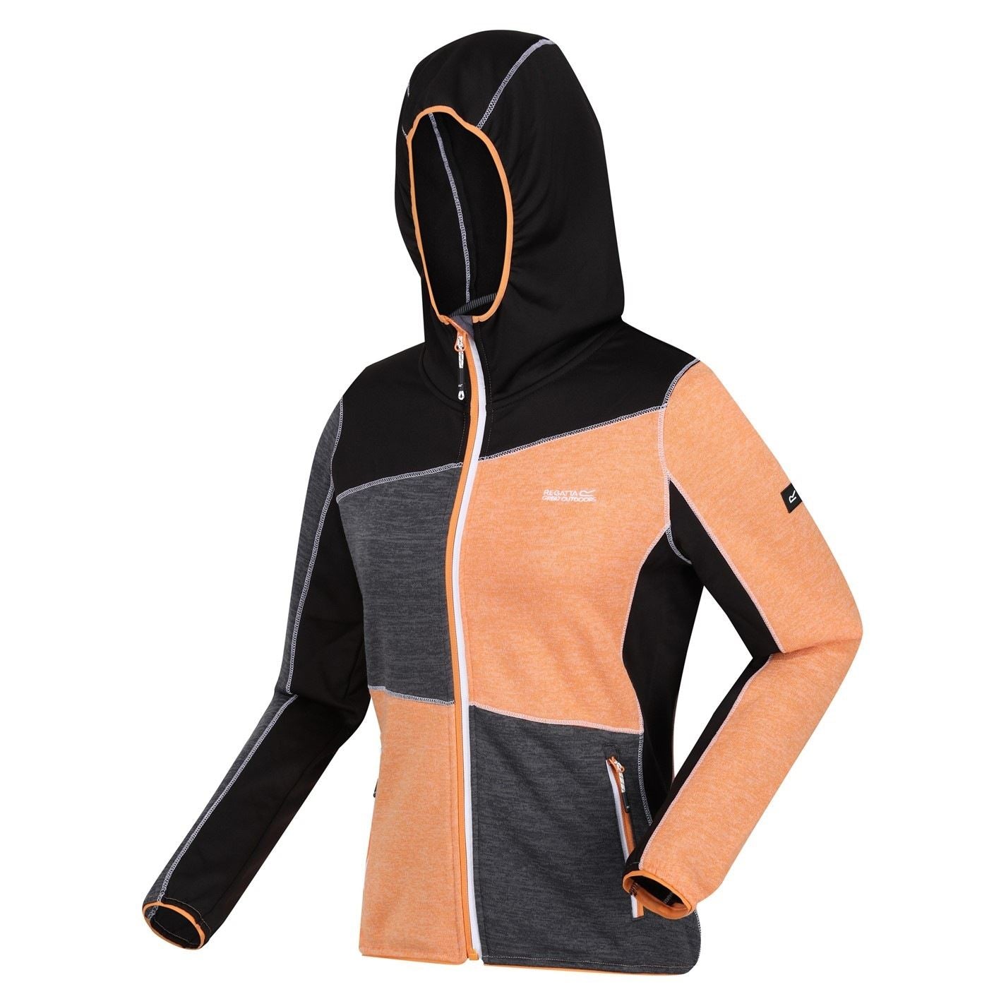 Regatta Walbury Color Block Hooded Ribbed Cuff Fleece Jacket