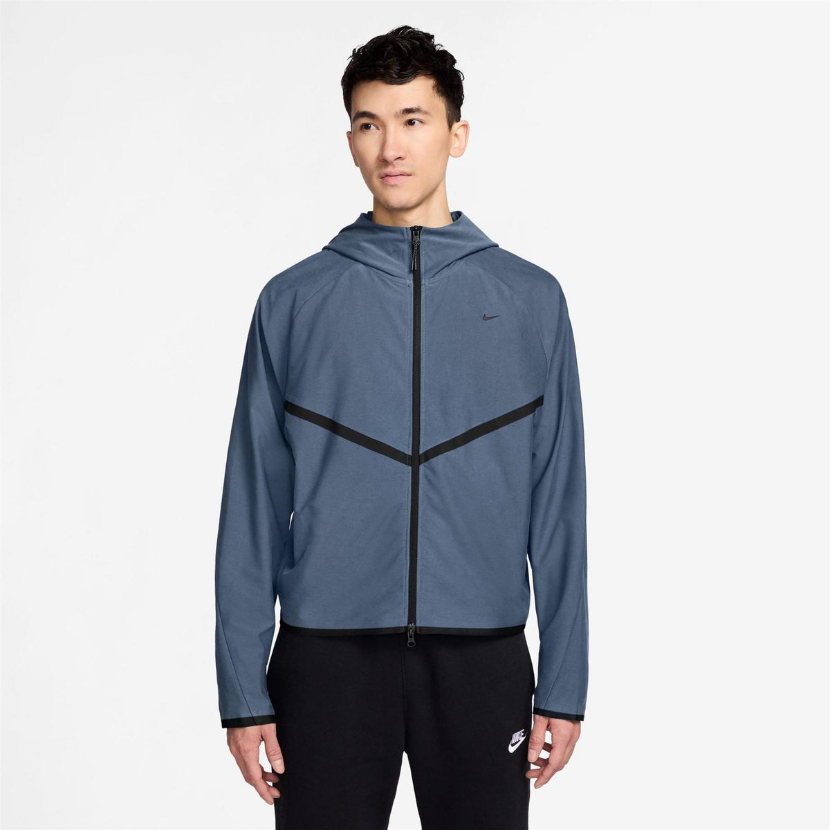 Nike Tech Solid Patterned Hooded Windbreaker with Woven Cuff