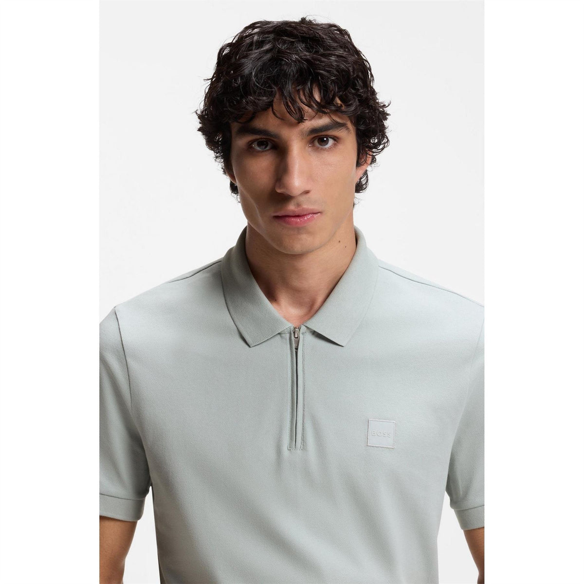 Boss Orange Short Sleeve Quarter Zip Polo Top