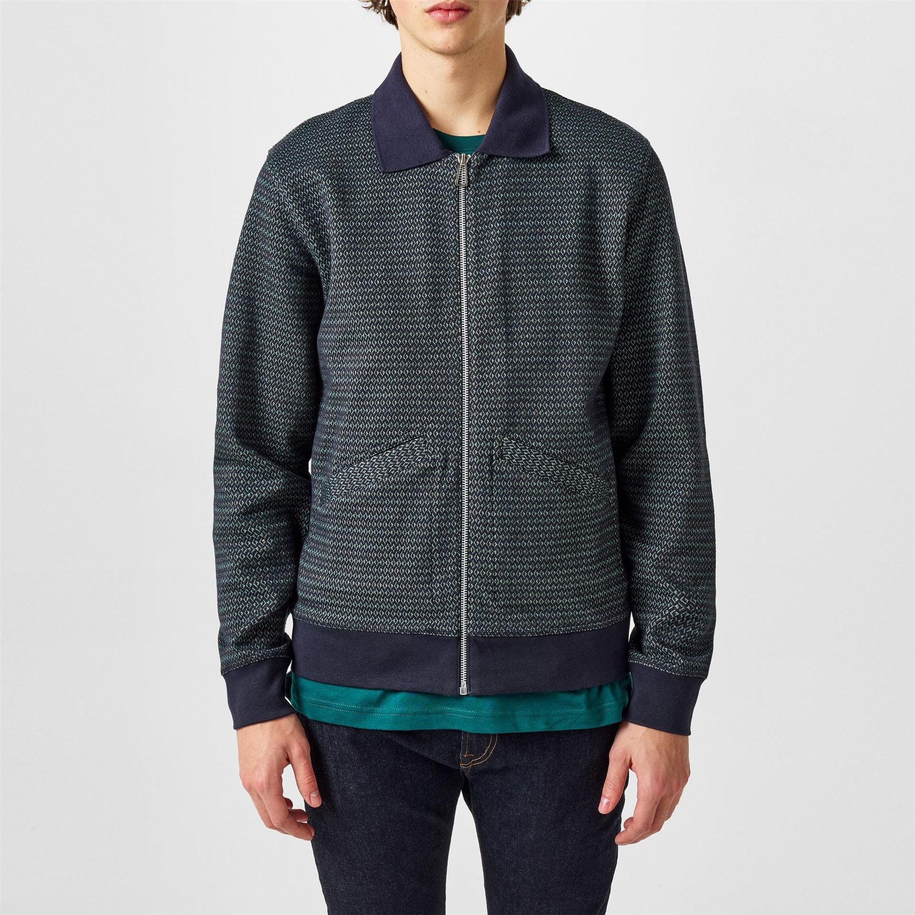 PS Paul Smith Textured Long Sleeve Zip Overshirt