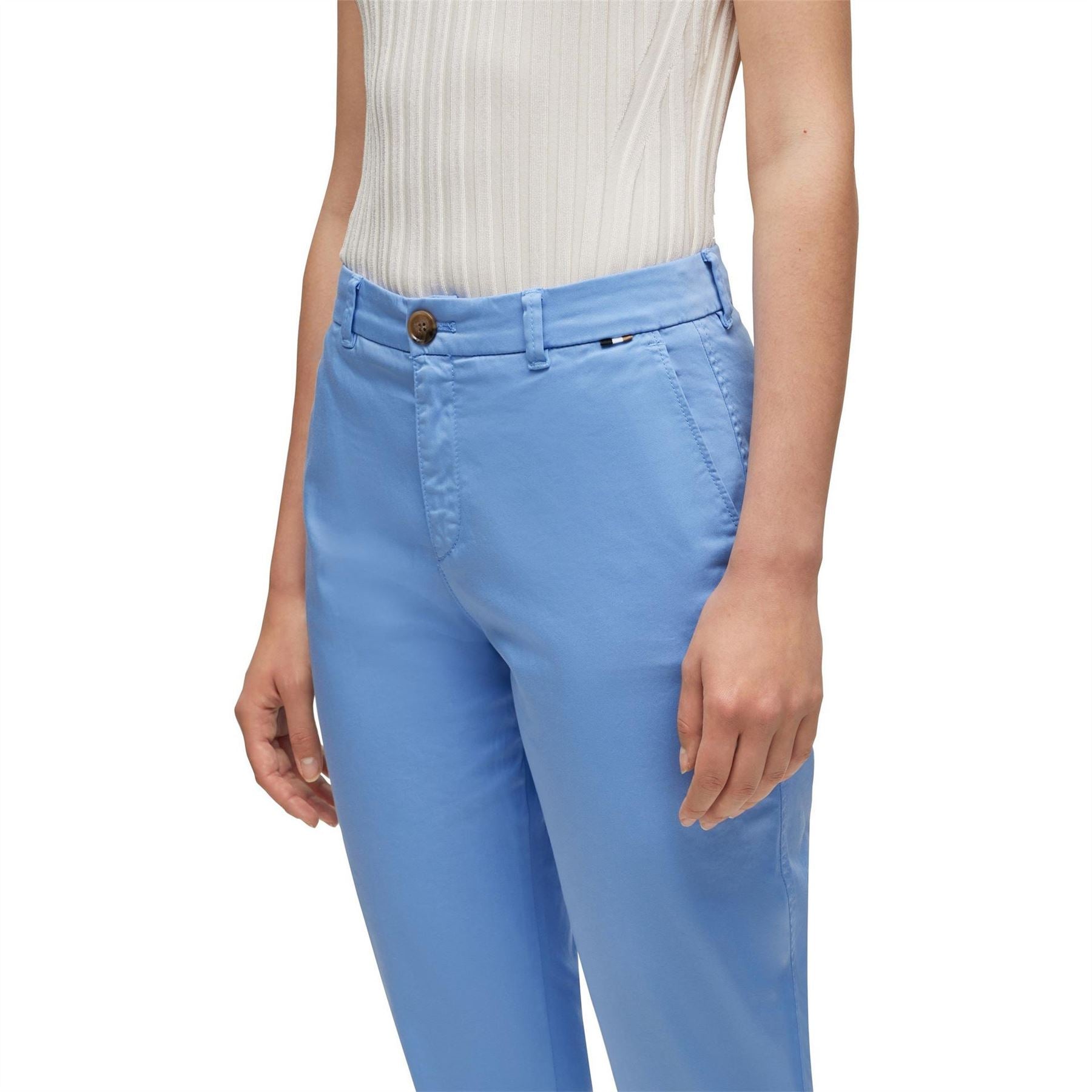 Boss Solid Patterned Slim Roll Up Cuff Trousers