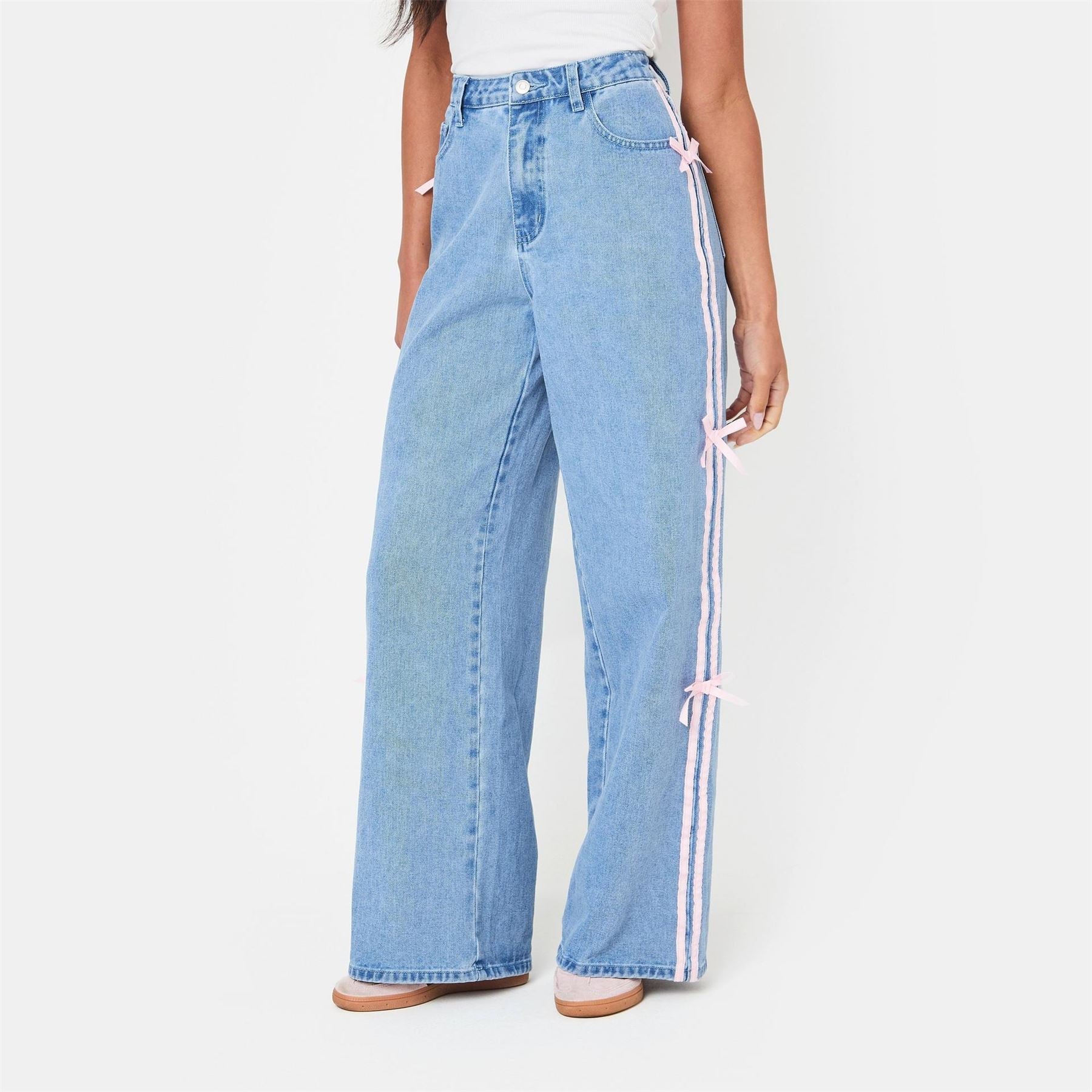 I Saw It First Side Wide Leg Jeans