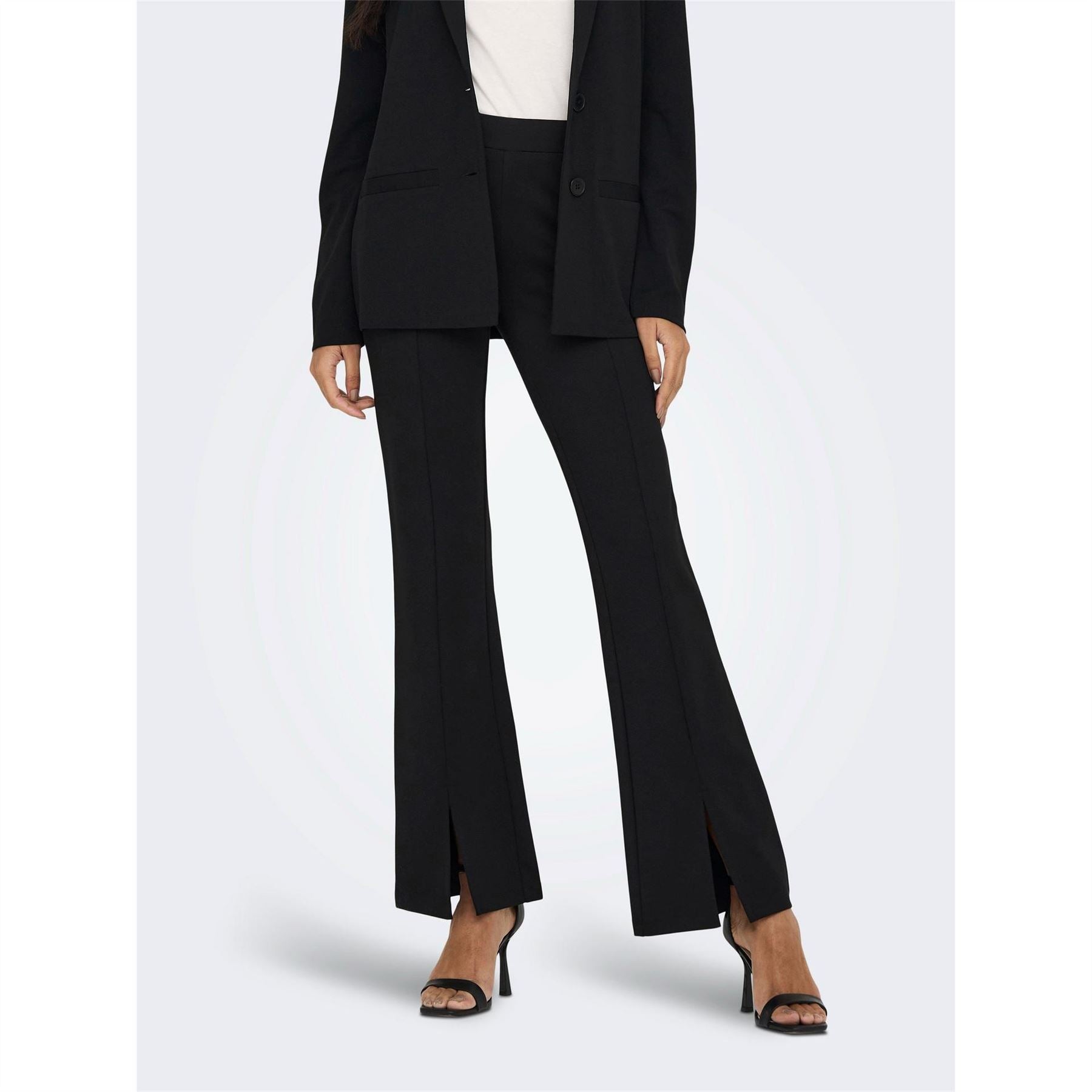 Only Solid Patterned Flared Trousers