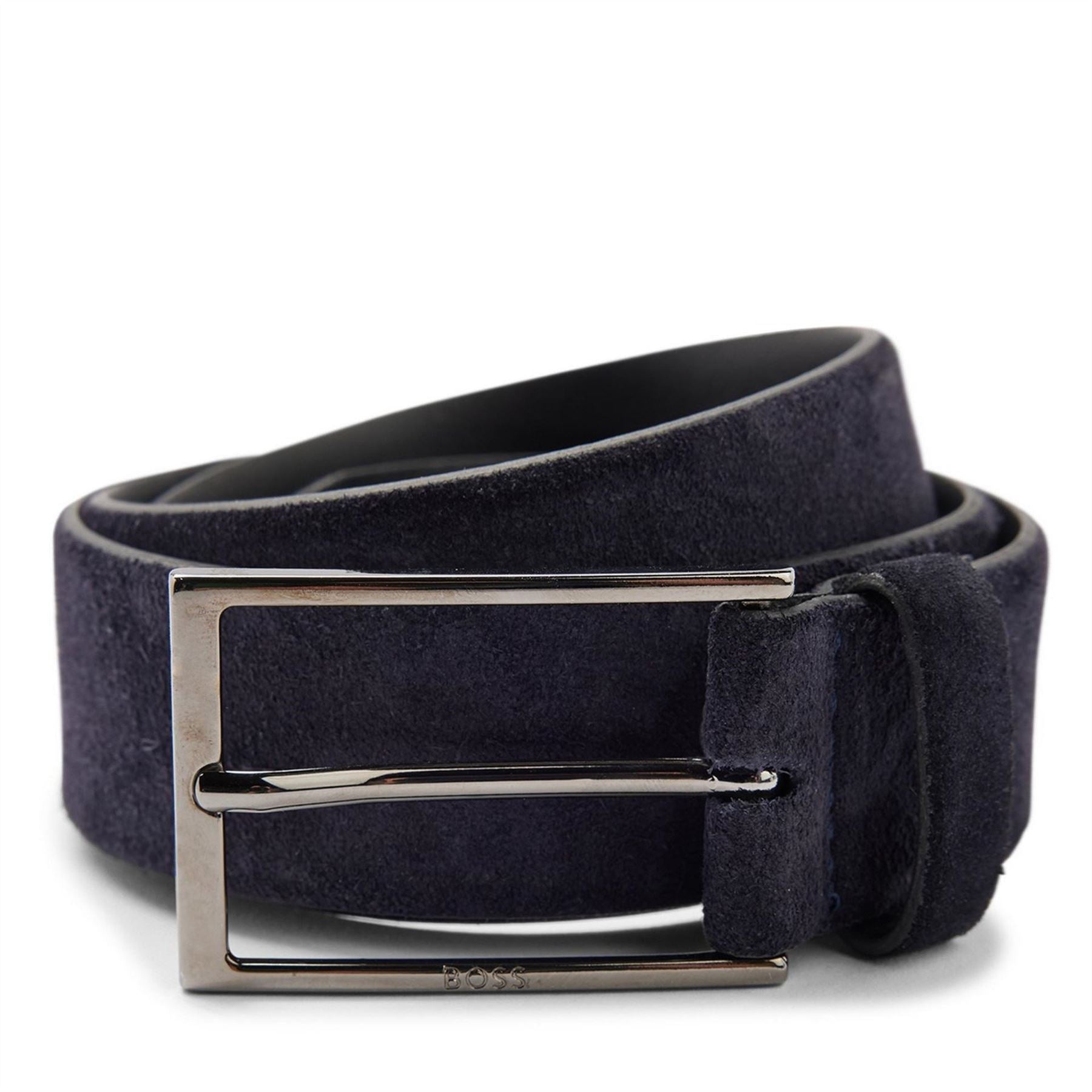 Boss Leather Pin Buckle Belt with Metal Logo