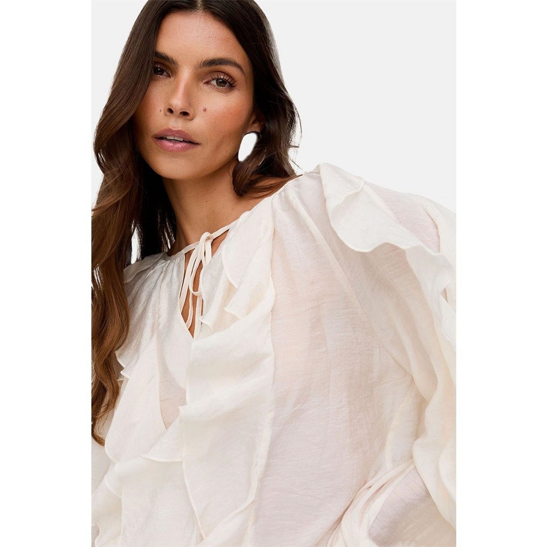 Lily and Lionel Sophie Tie Neck Long Sleeve Ruffle Blouse