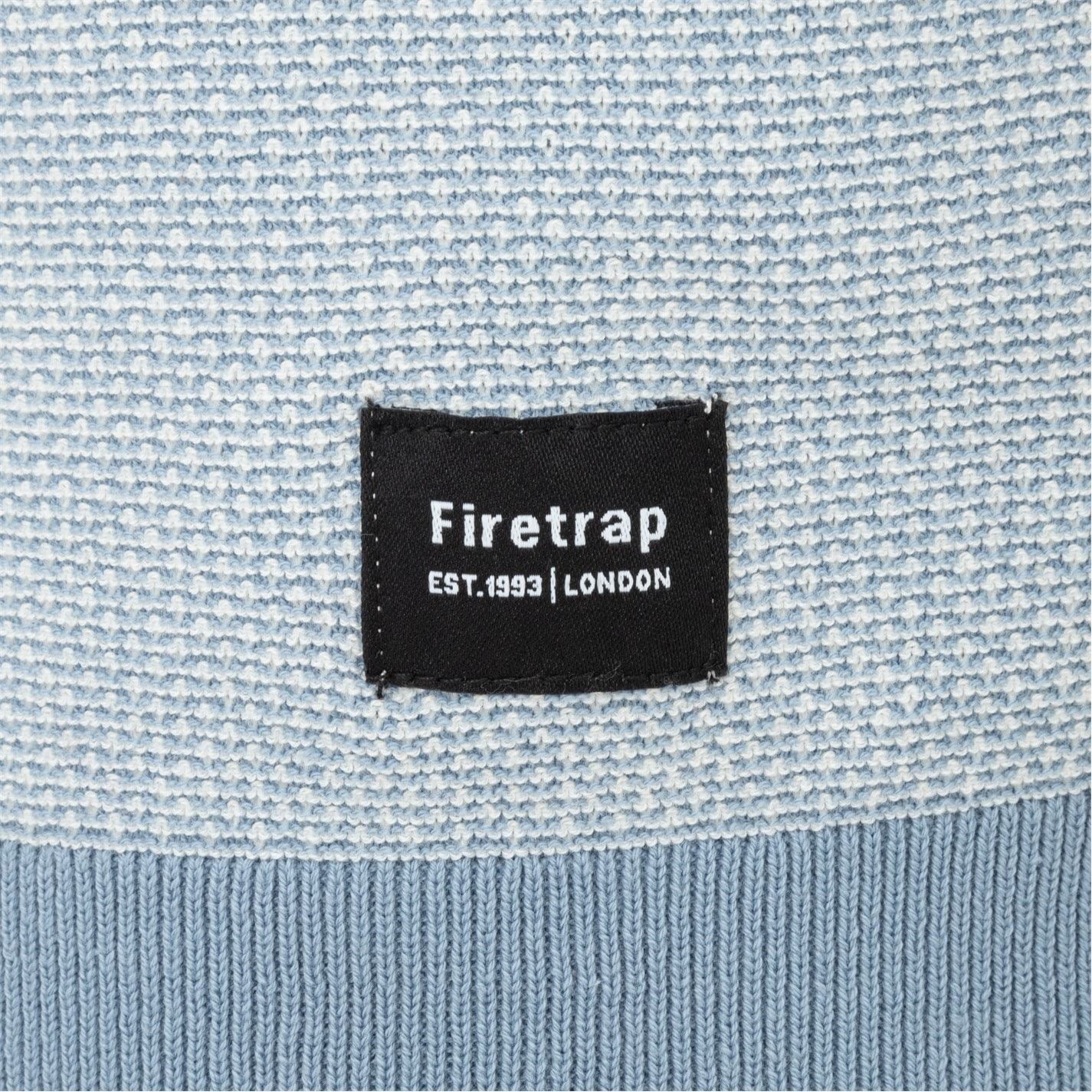 Firetrap Mens Quarter Short Sleeve Ribbed Knit Button Polo