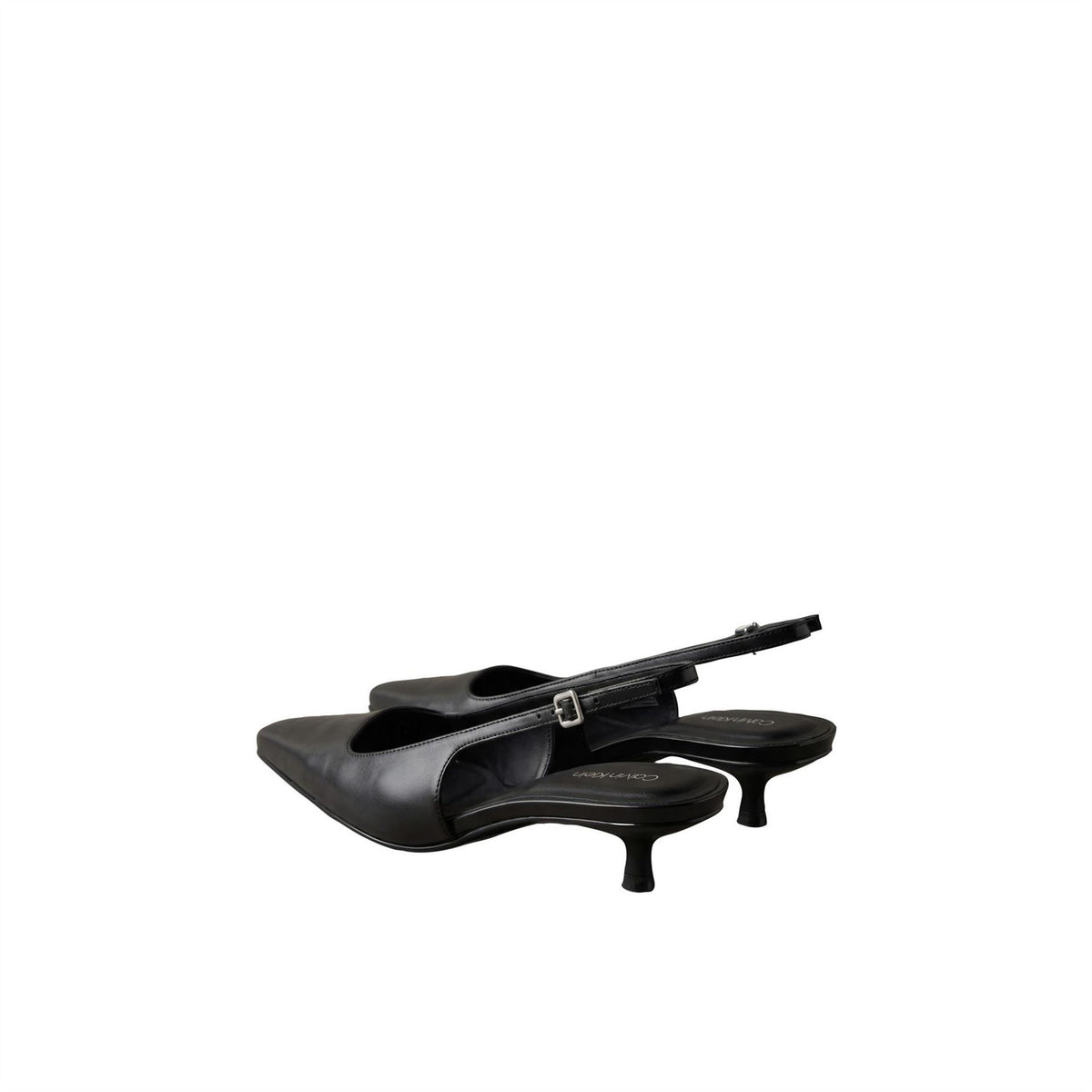 Calvin Klein Leather Kitten Heel Square Toe Mules