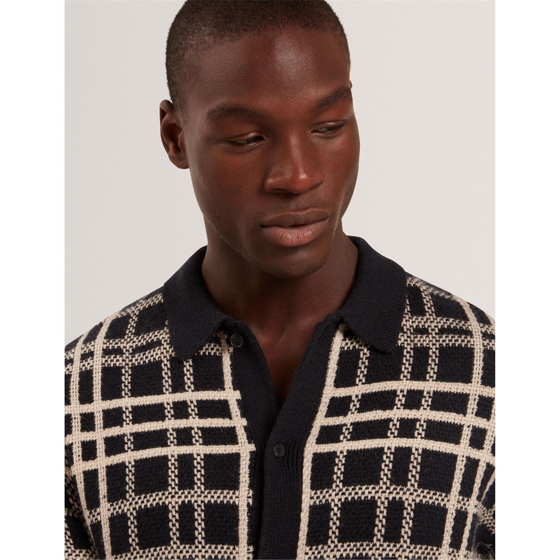 Ted Baker Check Collared Long Sleeve Sweater
