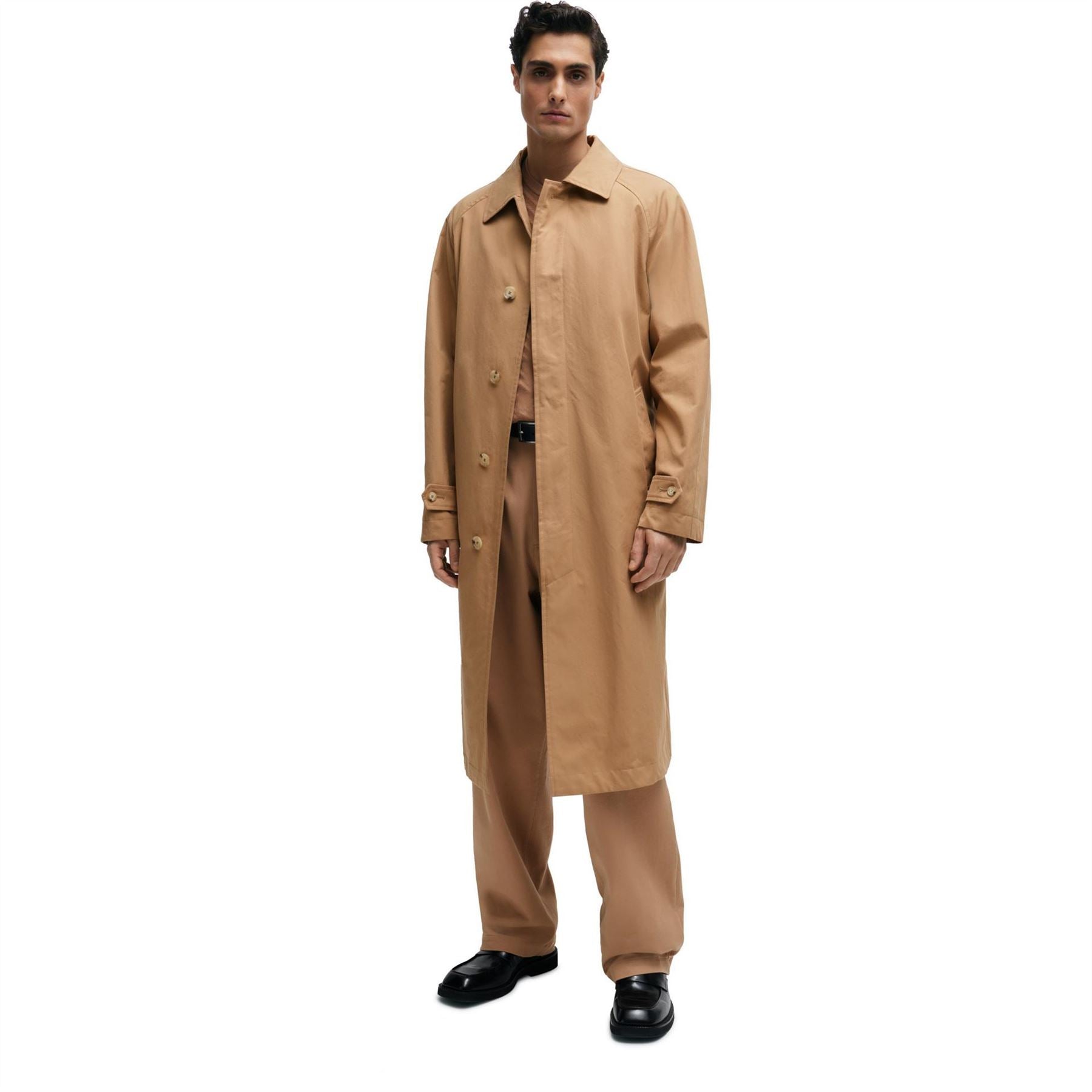 Boss Solid Patterned Regular Fit Overcoat