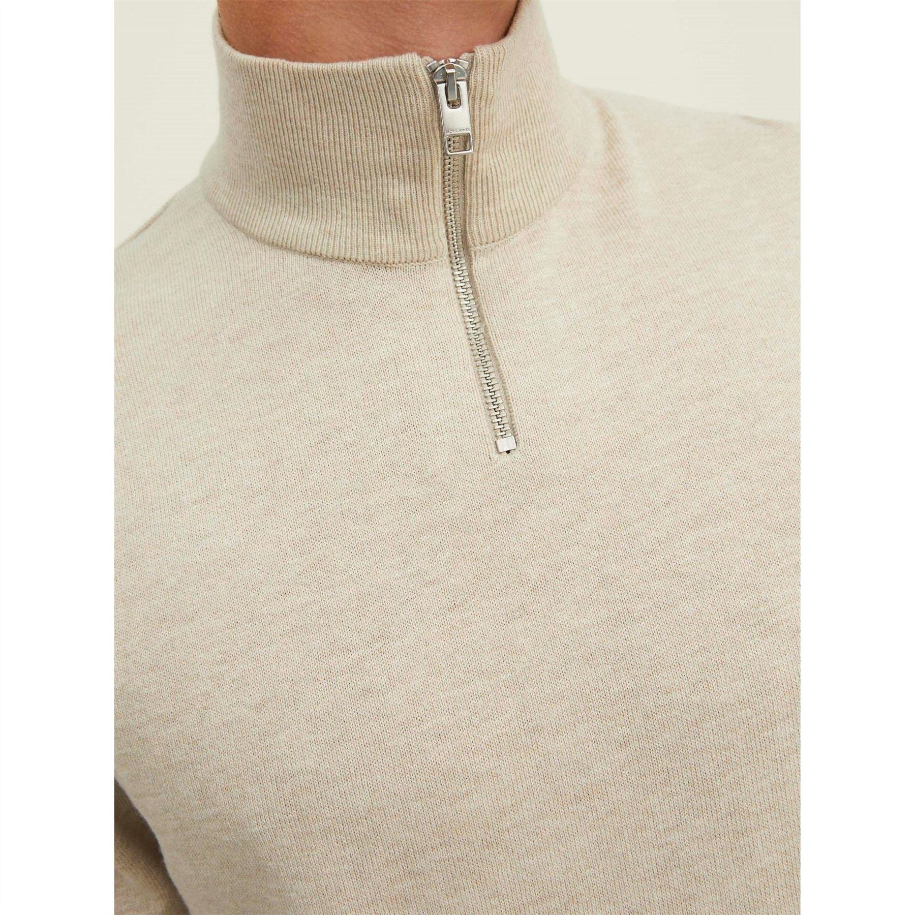 Jack and Jones Mens Emil Half Zip Knitted Top