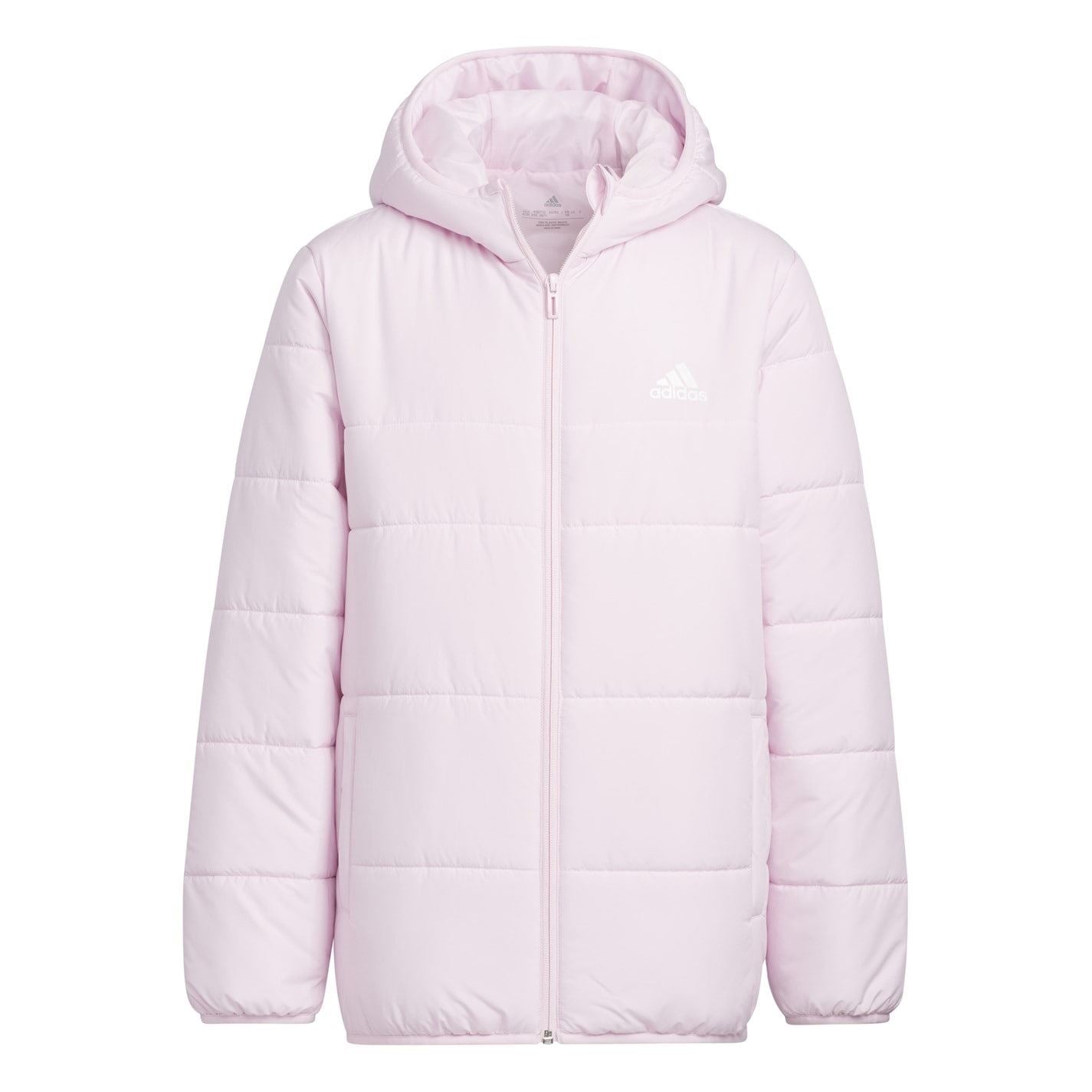 adidas Hooded Zipped Pocket Solid Patterned Puffer Jacket