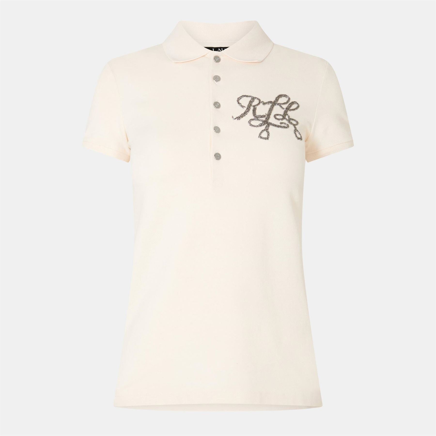 Lauren by Ralph Lauren Kiewick Embroidered Collared Short Sleeve Polo Shirt