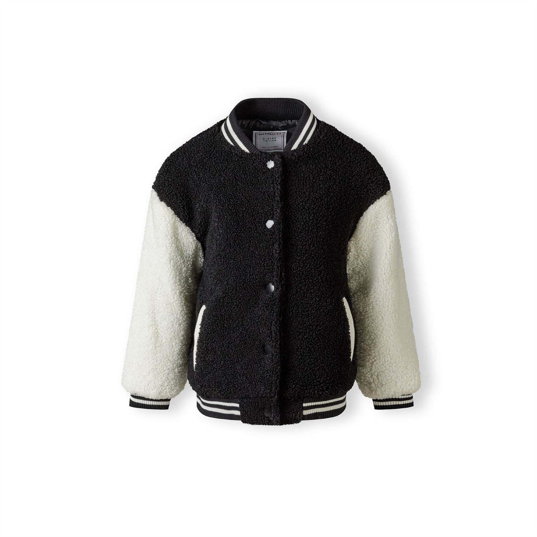 Minoti Girls Baseball Jacket With Snap Closure Black