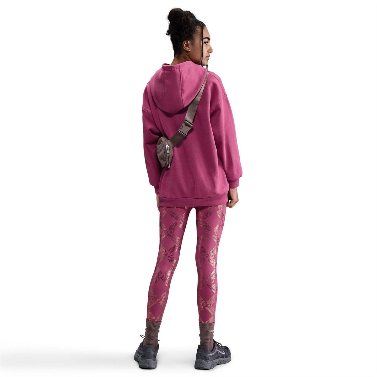 Nike Embroidered Hooded Neck Long Sleeve Drop Shoulder Sweatshirt