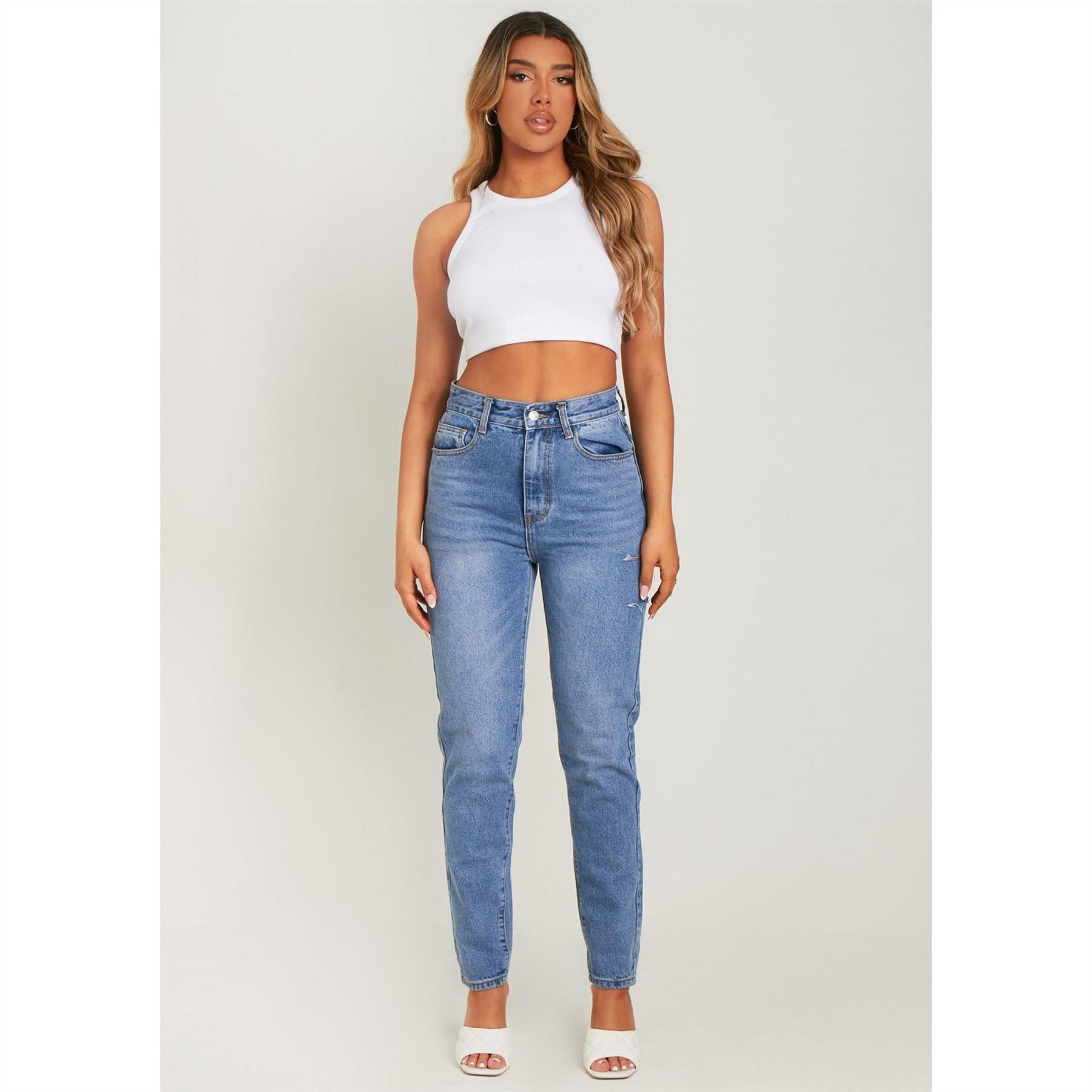 Missy Empire Ripped Side Mom Jeans